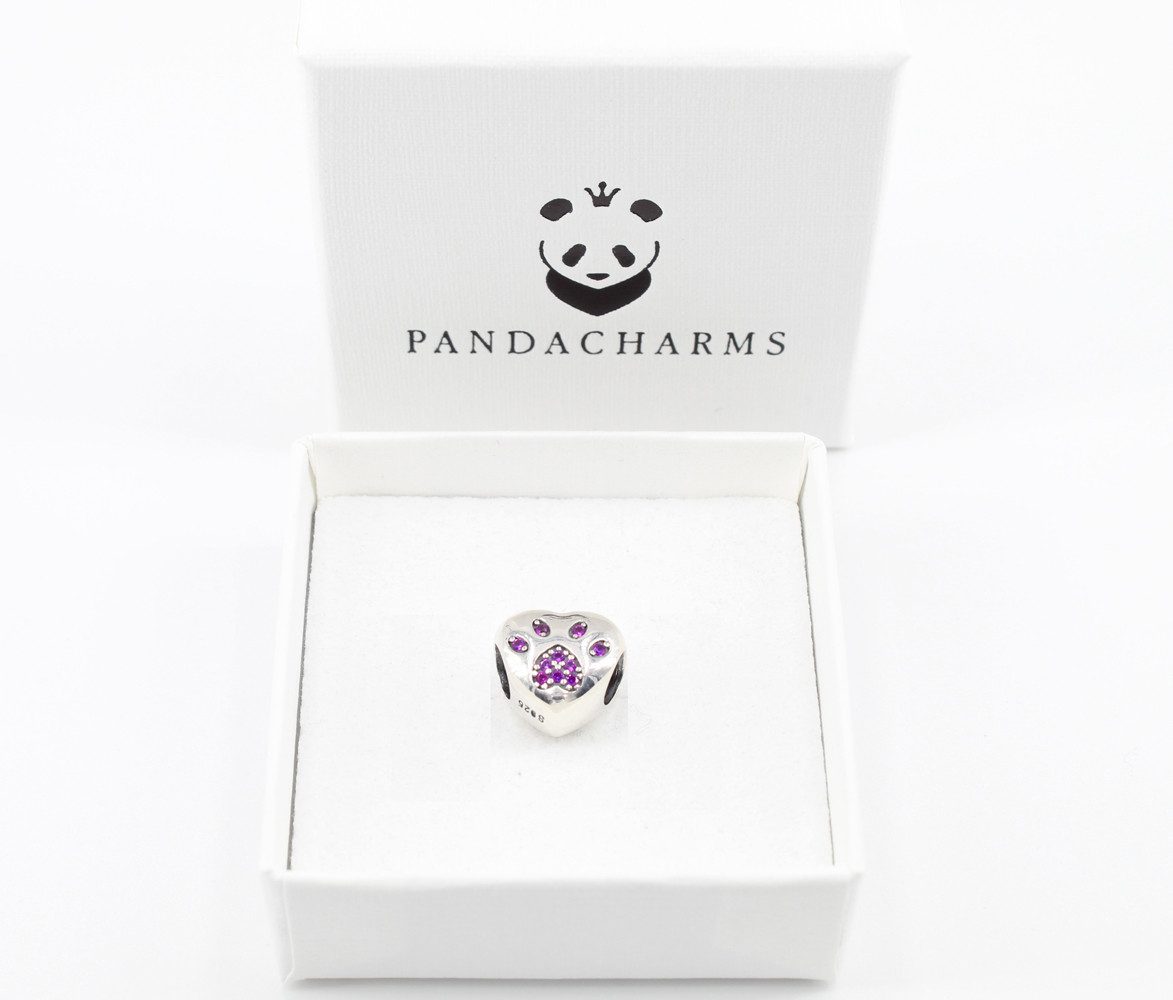 PANDACHARMS Bead Pfötchenherz Lila Charm für Charm Armband, 925er Silber, Z günstig online kaufen