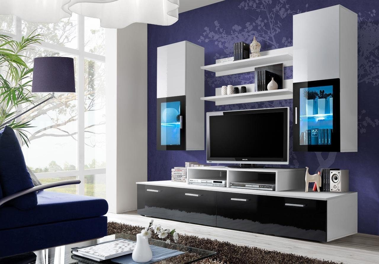 JVmoebel Wohnzimmer-Set Wohnwand TV-Ständer Luxus Schrank Einrichtung Modern Designer, (6-St., 2x TV-Ständer/2x Regal/2x Wandschrank), Made in Europa