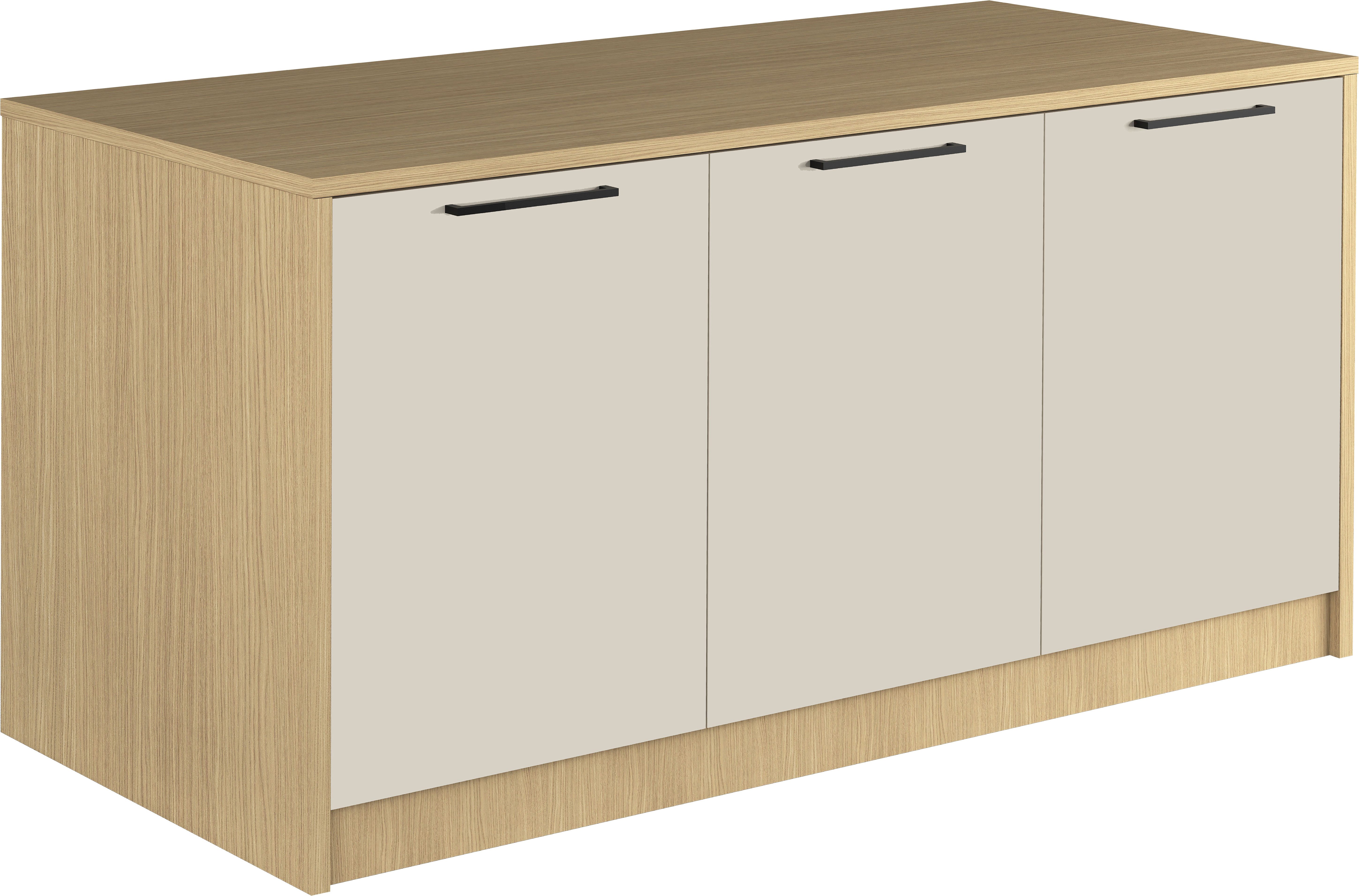 KOCHSTATION Kücheninsel KS-Luna, Breite 170 cm, 3 Türen, 6 Innenfächer, 3 Essplätze, gedämpfte Türen