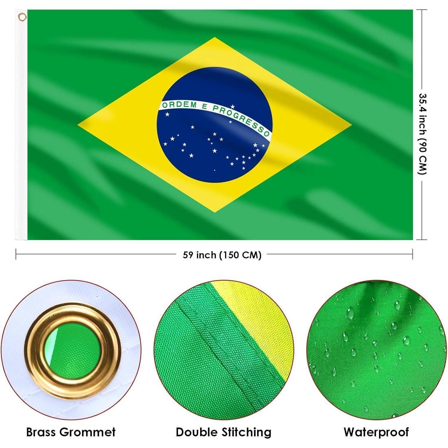 LuxusKollektion Flagge Flagge Brasilien 90x150cm Messingösen Fußball 1 Stück Brasilien Flagge