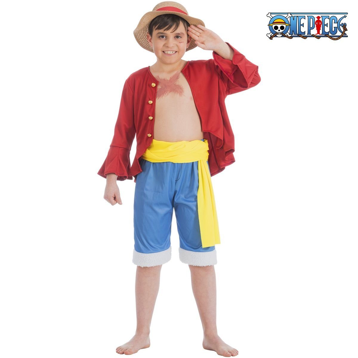 CHAKS Kostüm One Piece Monkey D. Ruffy Strohhut für Kinder, One Piece Kostüm Ruffy Strohhut