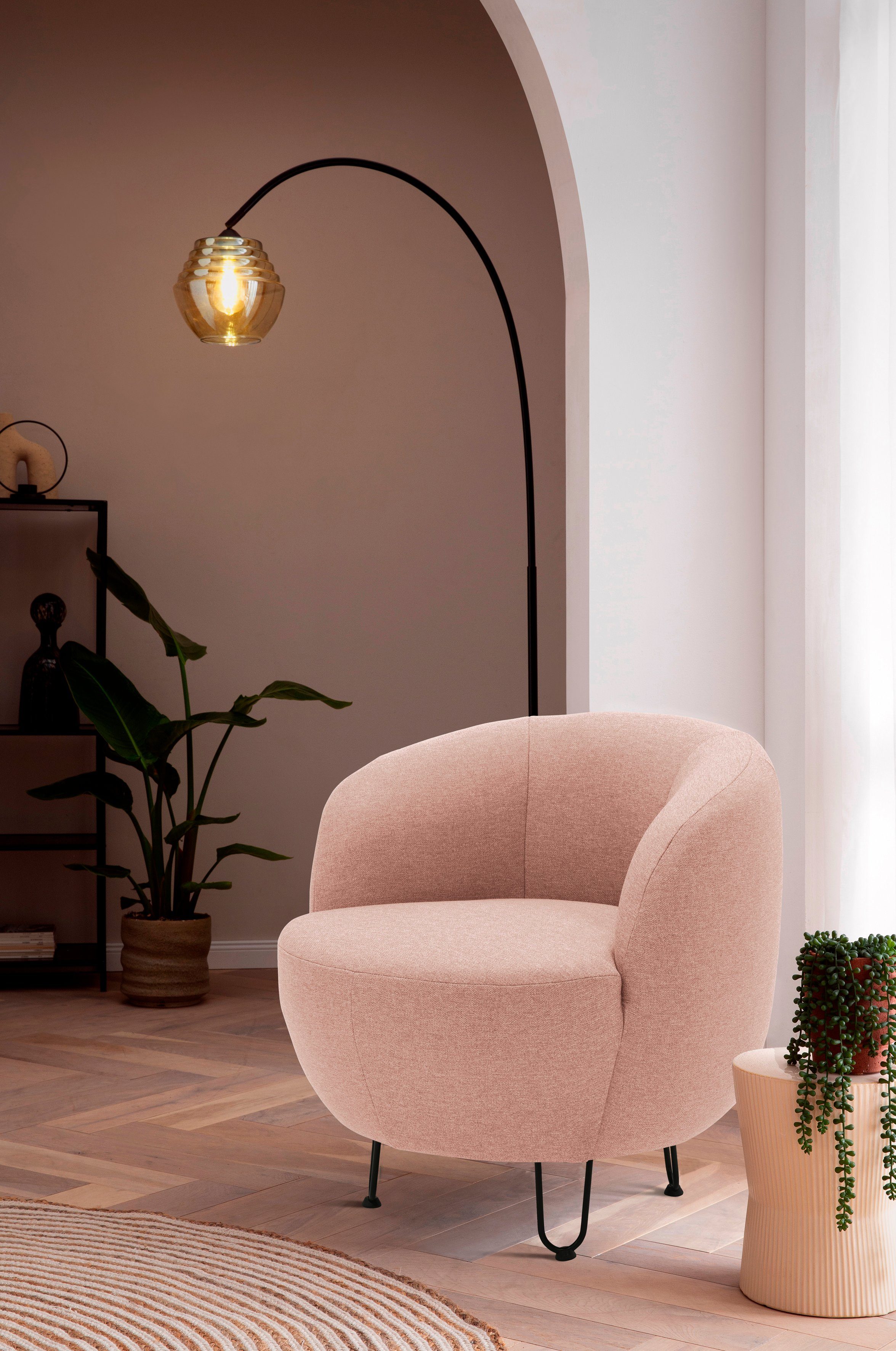 Home affaire Sessel Anjuli Lieferzeit nur 2 Wochen, Runde Form, perfektes Einzelstück, Flausch oder Feinstruktur