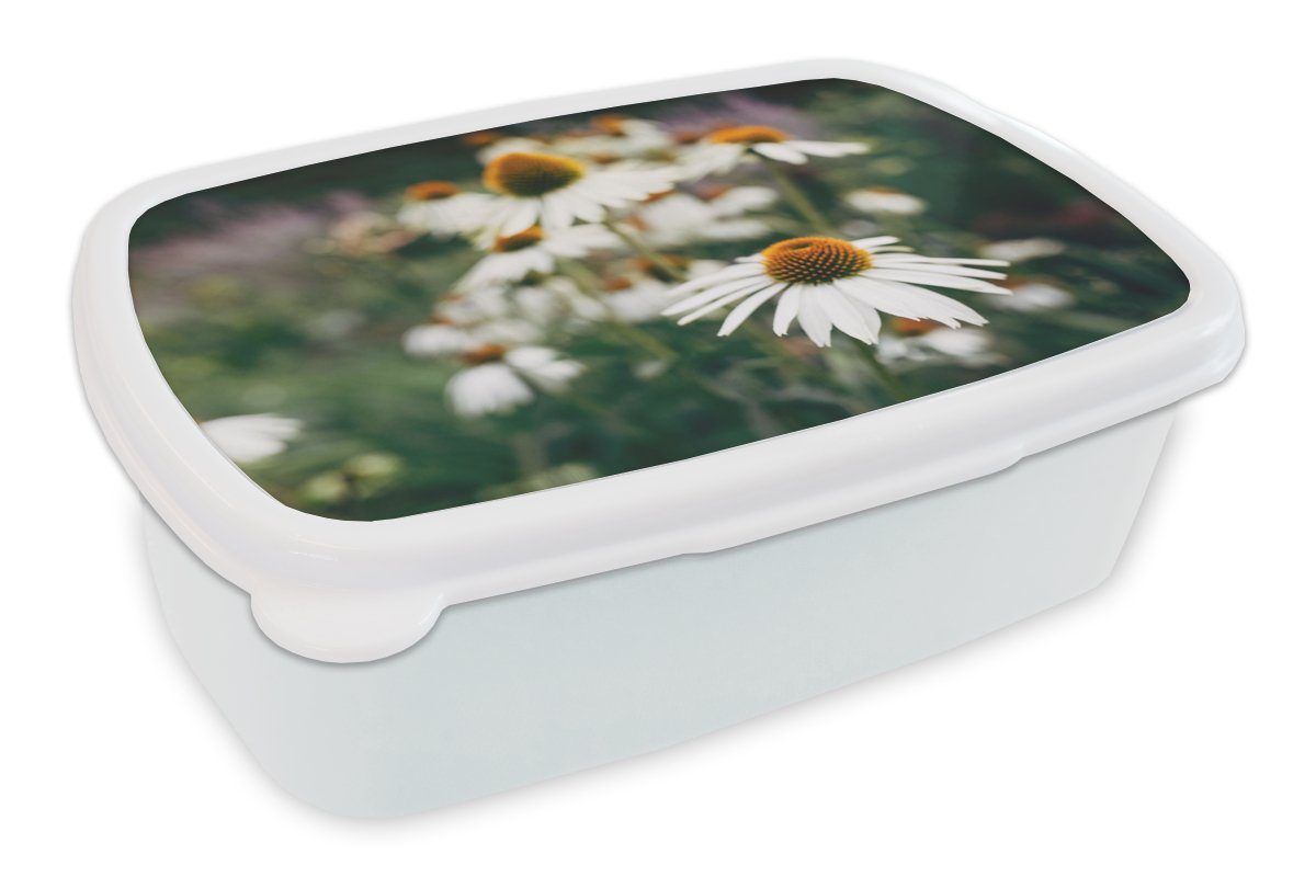 MuchoWow Lunchbox Blumen - Herbst - Botanisch, Kunststoff, (2-tlg), Brotbox für Kinder und Erwachsene, Brotdose, für Jungs und Mädchen weiß