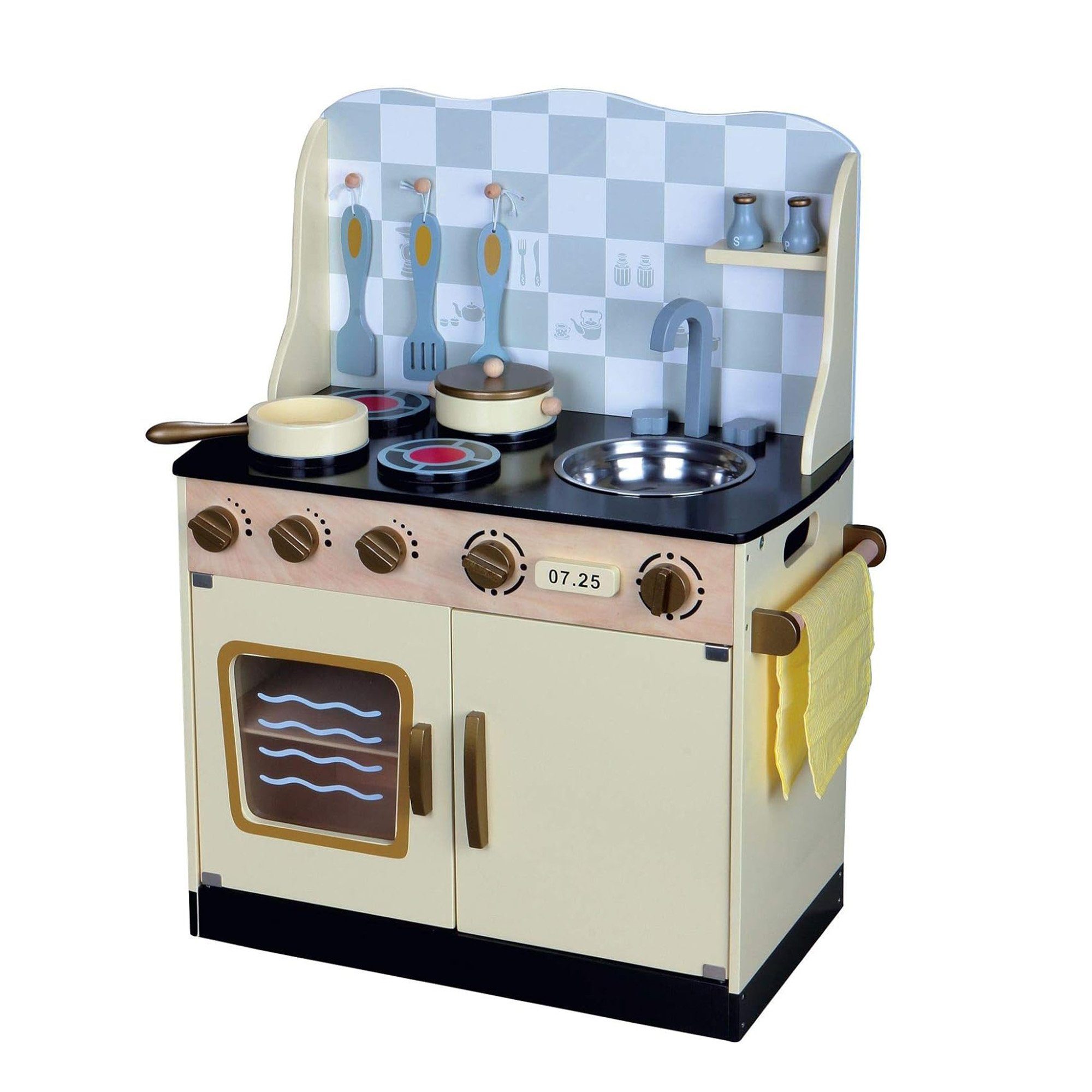Best for Kids Spielküche Spielküche aus MDF mit Backofen, Spüle und Zubehör für Kinder Holz