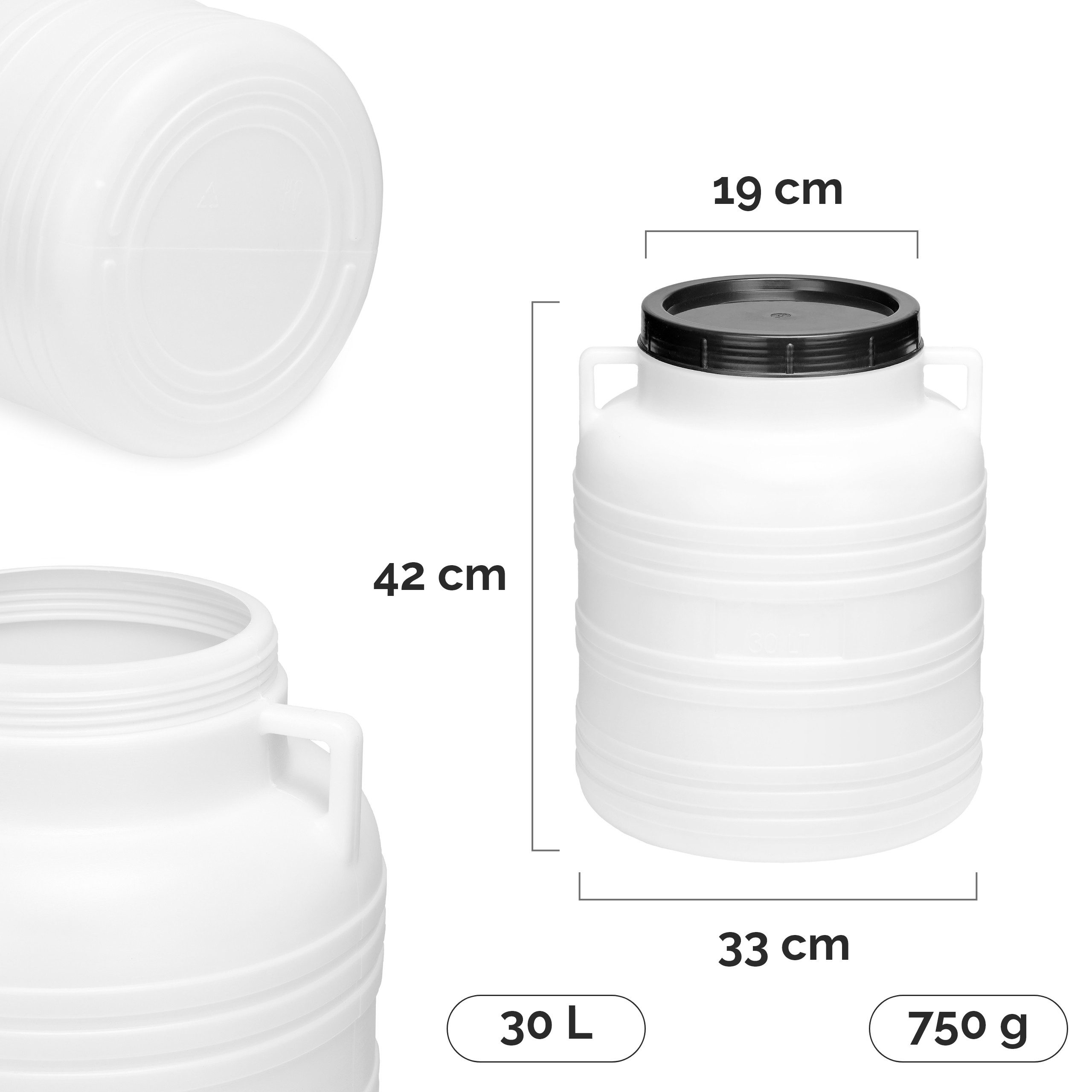 Garronda Regentonne Set 30 Liter Weithalsfass BPA-frei Lebensmittel Fass Deckel GD-0121, 30 l, (2-tlg), BPA-Frei – Bild 3 von 5