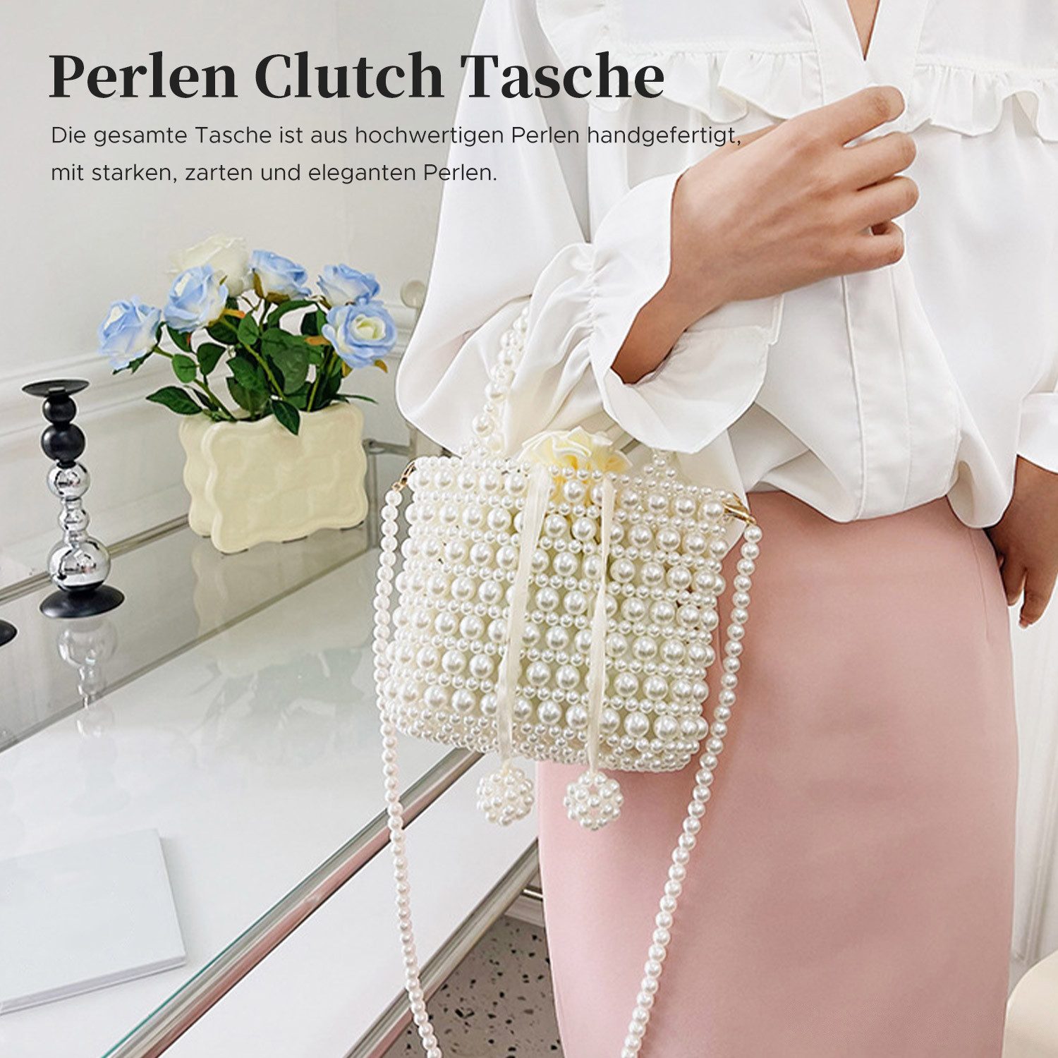 Refttenw Clutch Damen Clutch Künstliche Perlen Handtasche mit Kette, Abendt günstig online kaufen