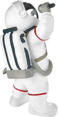 BRUBAKER Dekofigur Astronaut Sänger - 20cm Weltraum Figur mit Mikrofon + verchromtem Helm (Deko Skulptur, 1 St., Dekoration Weiß), Handbemalte moderne Raumfahrt Statue für Musiker