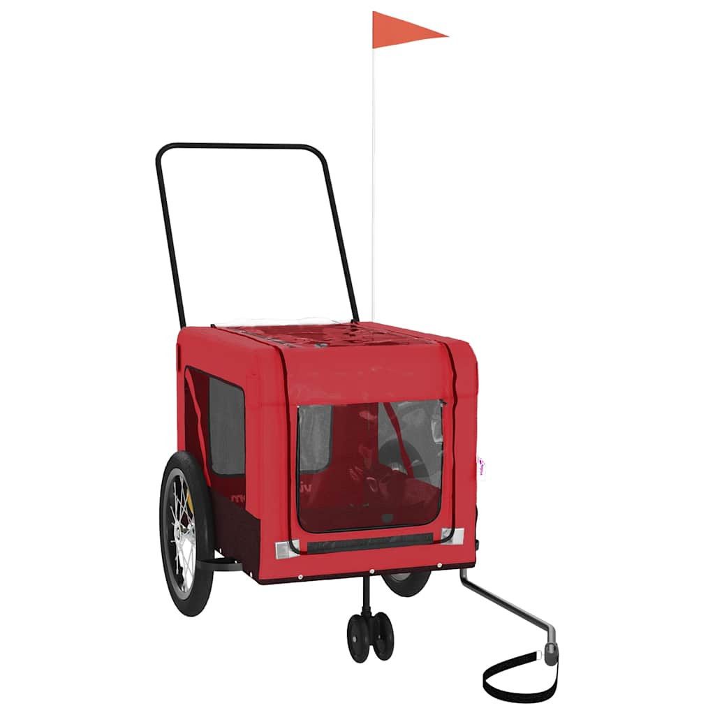 vidaXL Hunde-Transportbox 63 x 123 x 66 cm Fahrradanhänger Hunde Rot und Schwarz Oxford-Gewebe