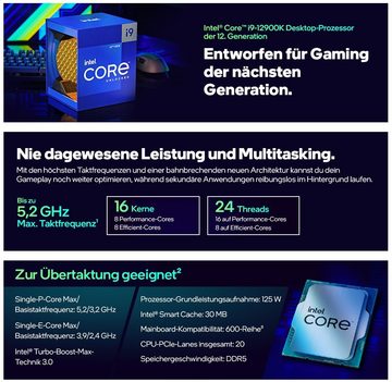 Meinpc Jupiter i9 RTX 3060 Gaming-PC (Intel Core i9 12900K, Nvidia Geforce® RTX 3060 12GB, 32 GB RAM, 2000 GB HDD, 1000 GB SSD, Wasserkühlung, Gaming, Gamer, Windows 11 Pro, RGB)