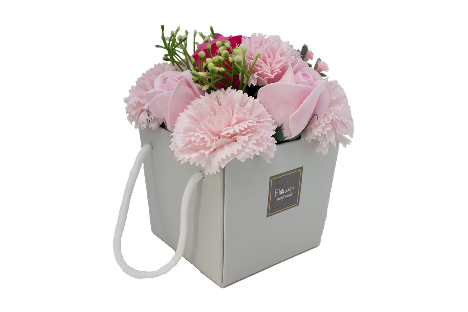 cm Kunstblumenstrauß Wisdom, Boquet Seifenblumen Nelken Pink, Rosen Blumenstrauß Lavendel Höhe und 17