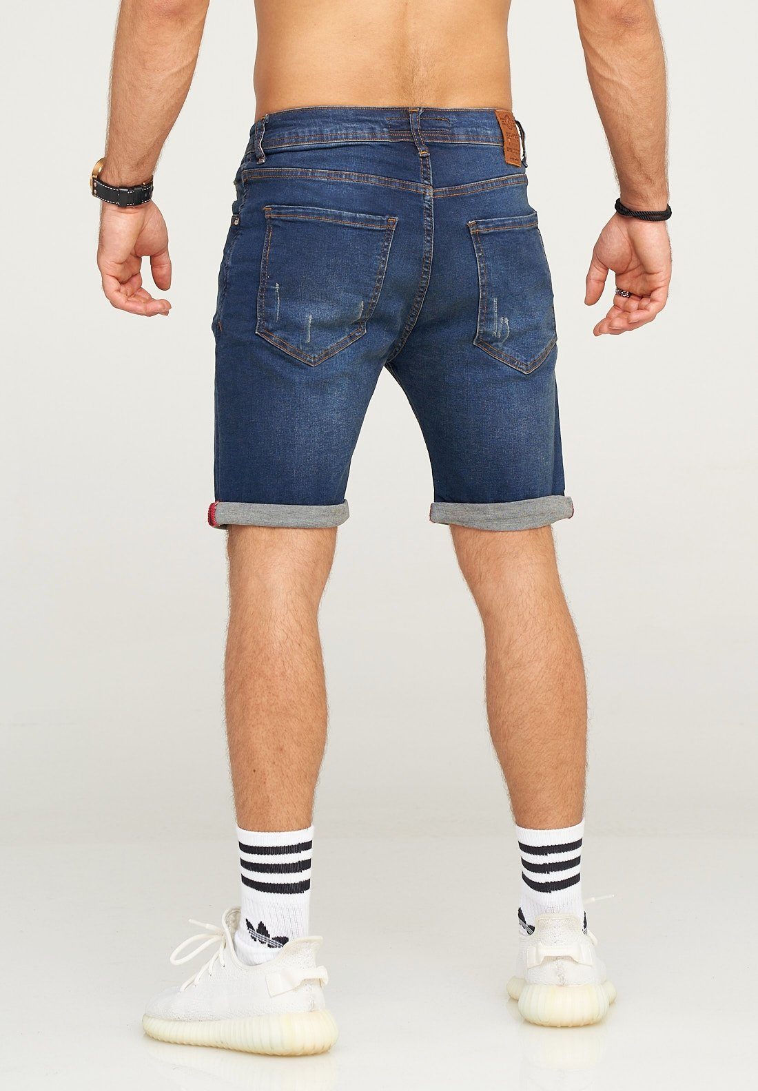 behype Shorts MALAY im klassischen dunkelblau 5-Pocket-Stil