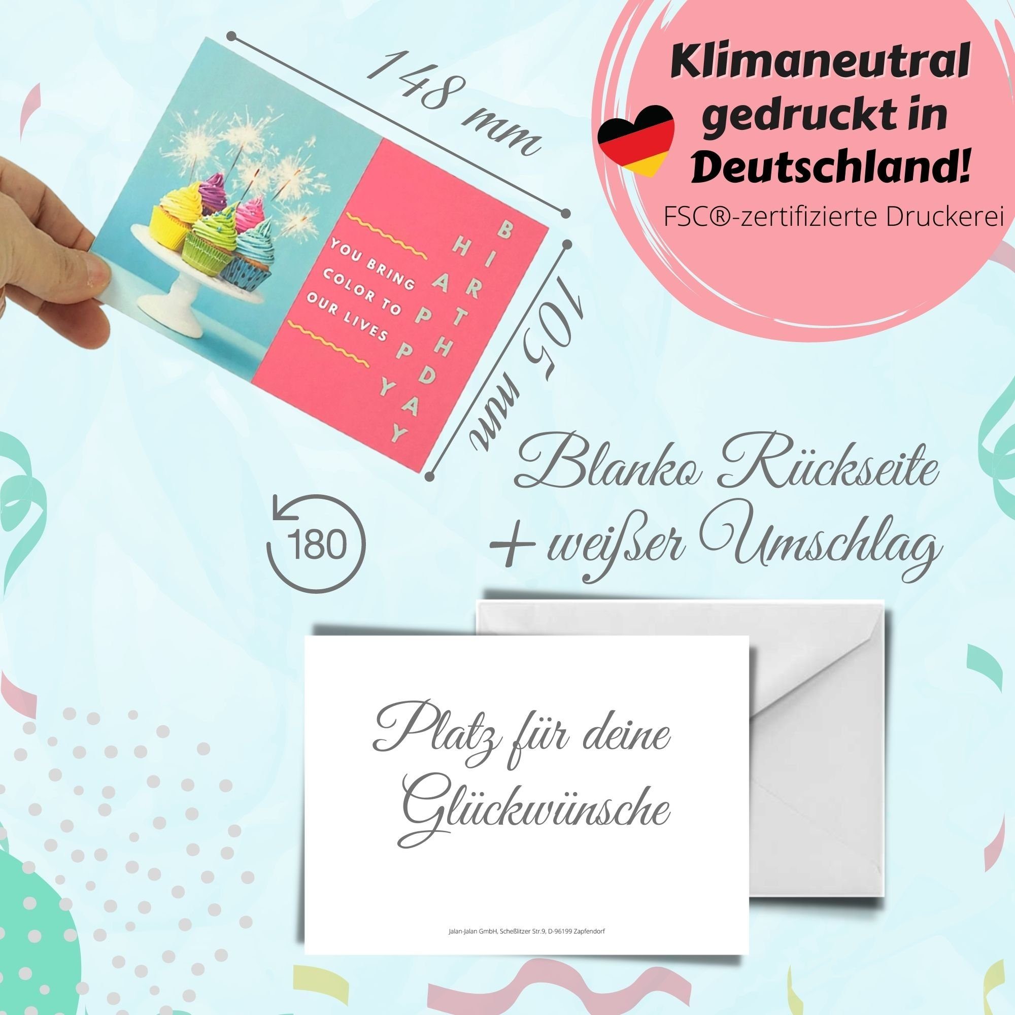 Domelo Geburtstagskarte Geburtstagskarten 16er Set mit Umschlag Postkarten, Grußkarten