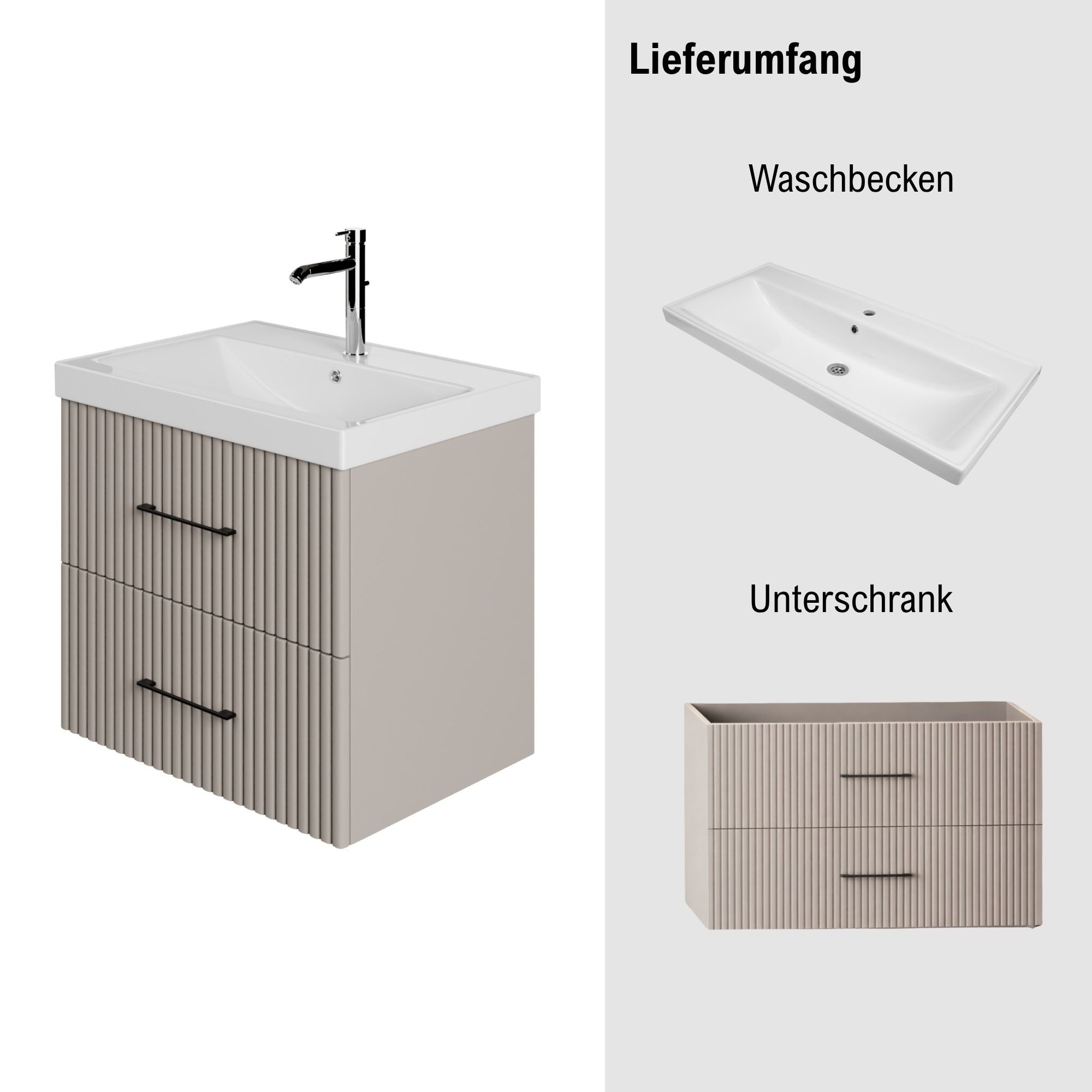 Karen Waschtisch-Set Waschtisch mit Unterschrank Liana, (Komplett-Set, Standartmäßig 2-Teilig (Unterschrank, Waschbecken), 2-St., Der Lieferumfang umfasst Unter – Bild 3 von 5