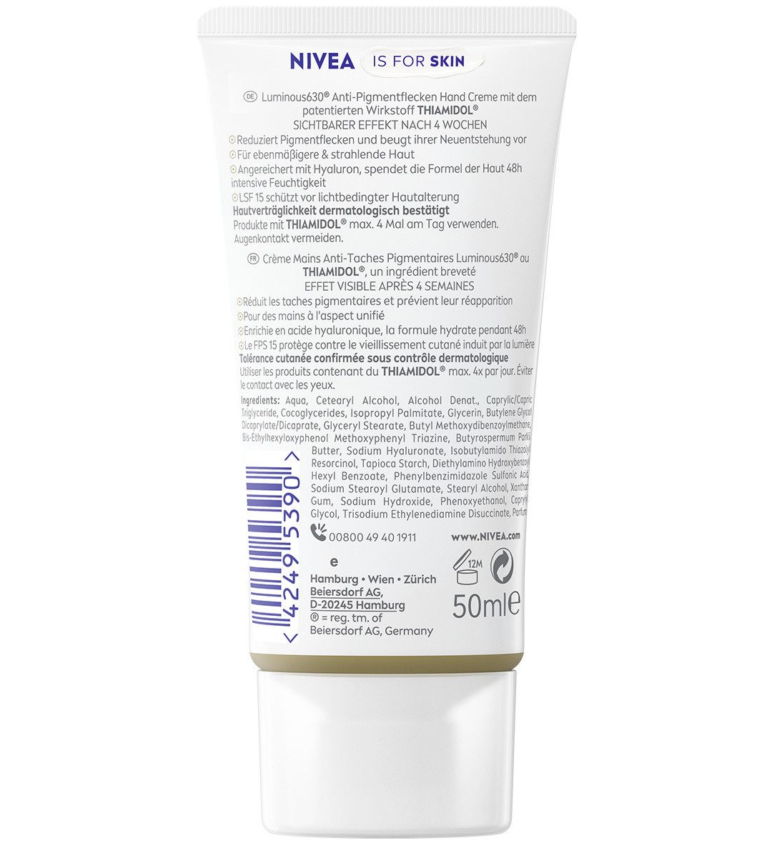Nivea Handbalsam LUMINOUS630® Anti-Pigmentflecken 2 x Hand Creme Set, 2-tlg., gegen Pigmentflecken