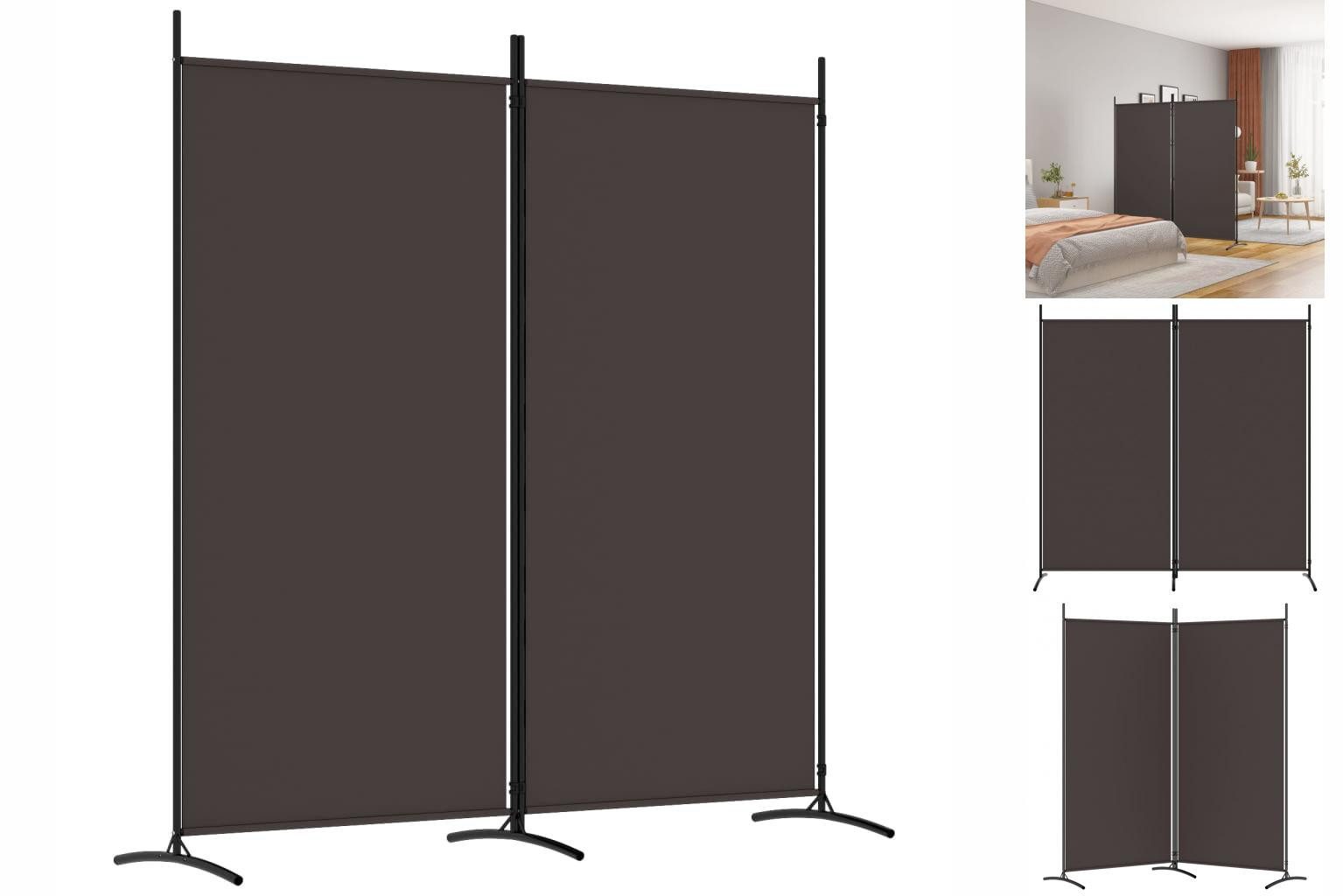 vidaXL Paravent 2-tlg Paravent Braun 175x180 cm Stoff Spanische Wand Raumteiler