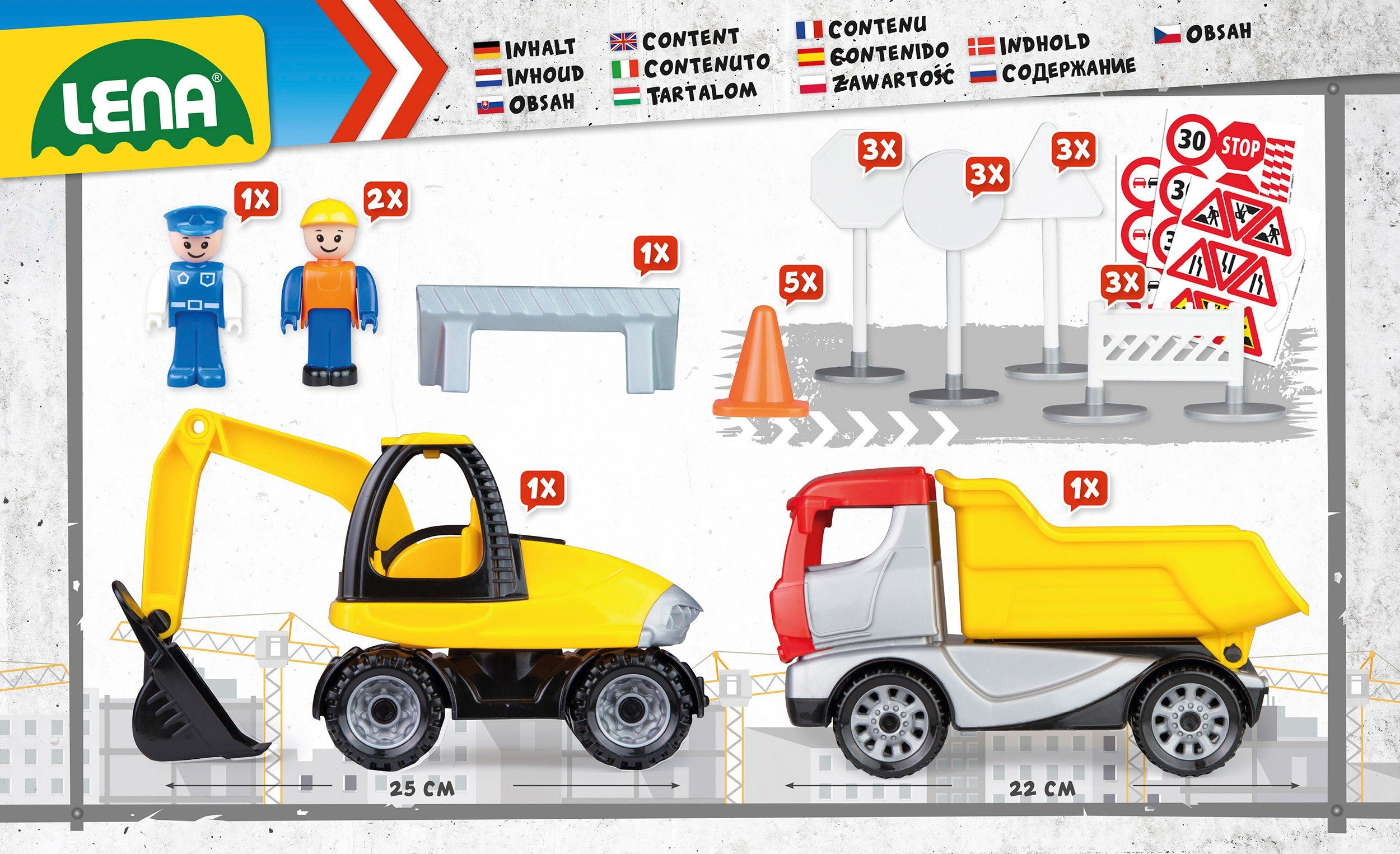 Lena® Spielzeug-Kipper Truckies Set Baustelle, inkluisve Spielzeug-Bagger u günstig online kaufen