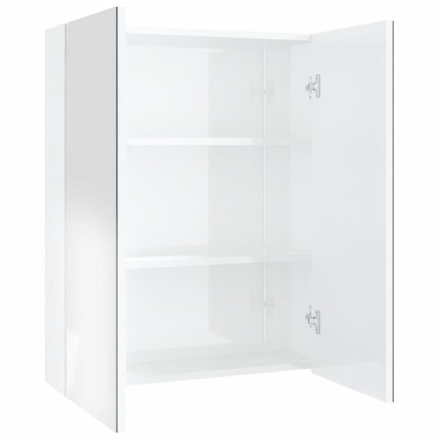 vidaXL Badezimmerspiegelschrank Bad-Spiegelschrank 60x15x75 cm MDF Glänzendes Weiß