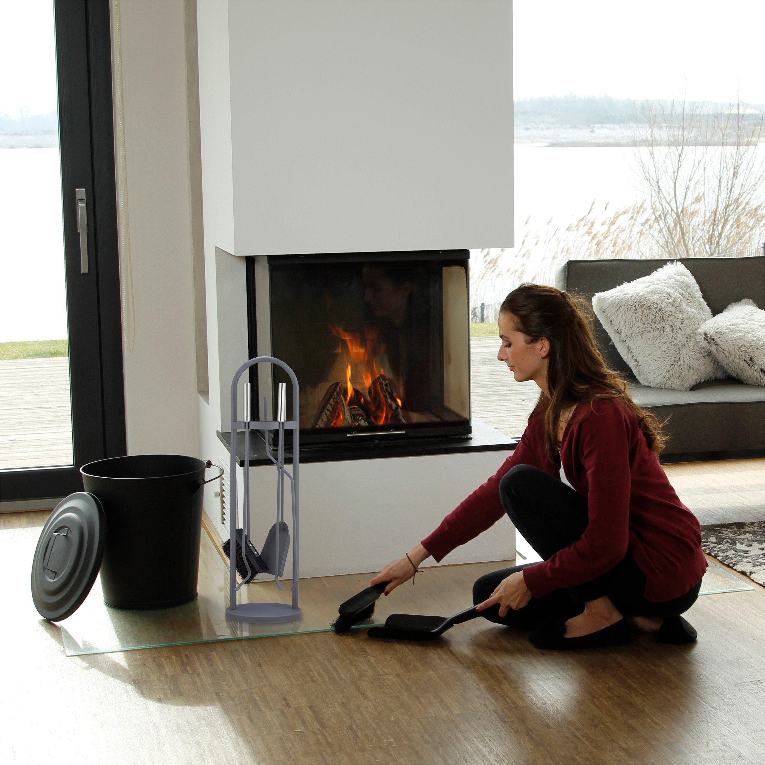 relaxdays Kamingarnitur Kaminbesteck modern 5-teilig
