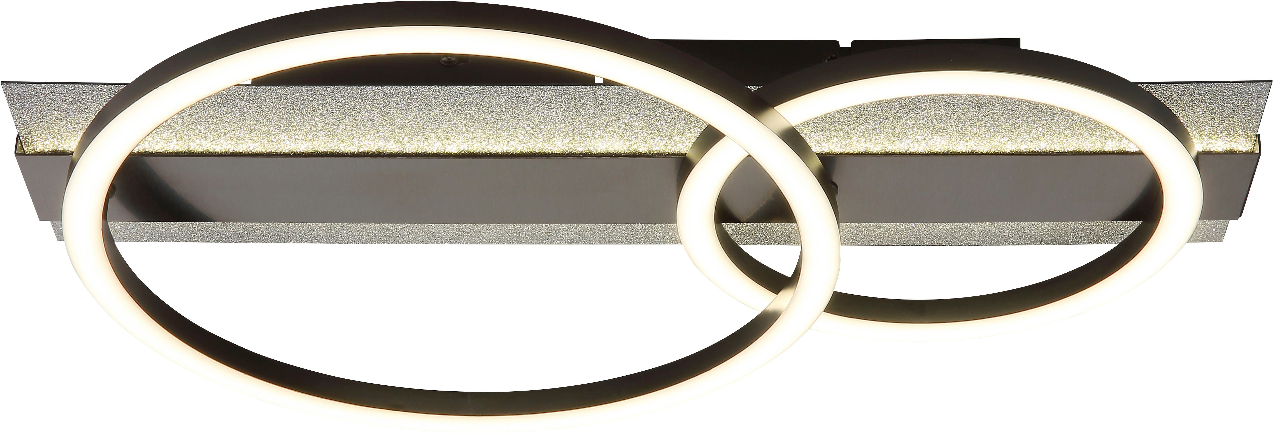 GLOBO LIGHTING Deckenleuchte NORBERTO, LED fest integriert, Warmweiß, Deckenleuchte Schwarz/Silber, Ringe/Backlight, LED 30W