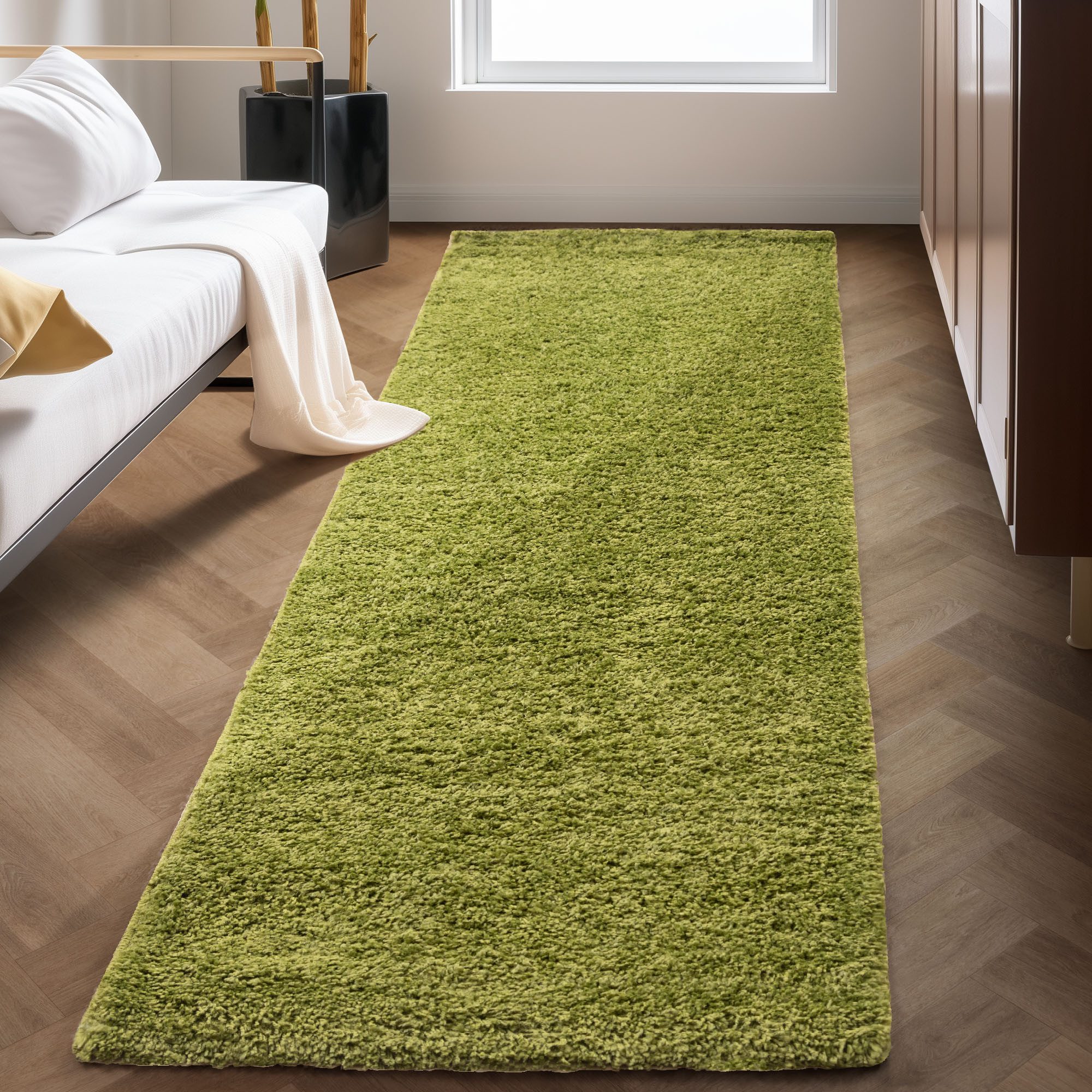 Carpettex Hochflor-Teppich Unicolor - Einfarbig, Läufer, Höhe: 30 mm, Einfarbig Shaggy Teppich Wohnzimmer Langflor versch. farben und größen