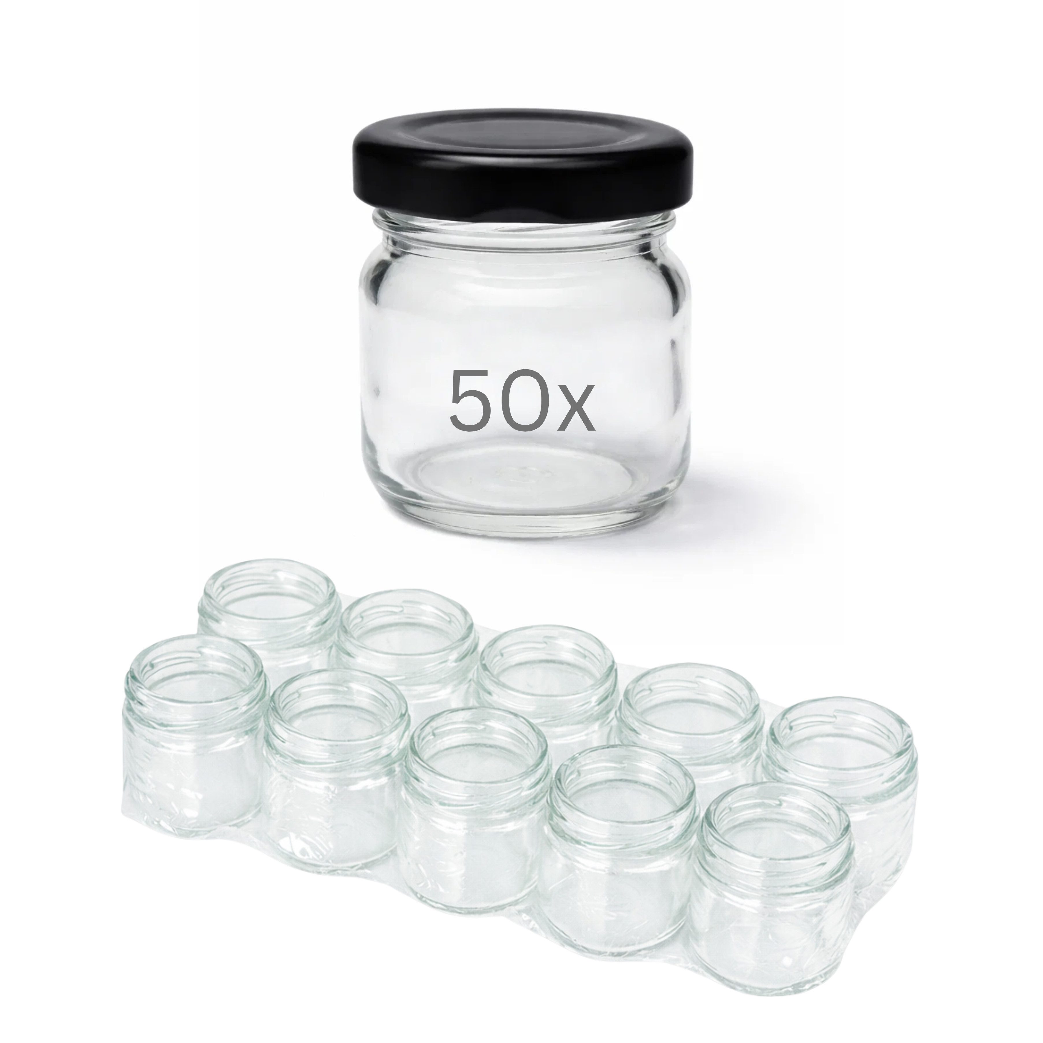 mikken Einmachglas 50 Mini Gläser 40 ml mit Deckel – Mini Glas Marmeladenglas, (Spar-Set, Spar-Set), made in Europe, Einweckglas, Sturzglas