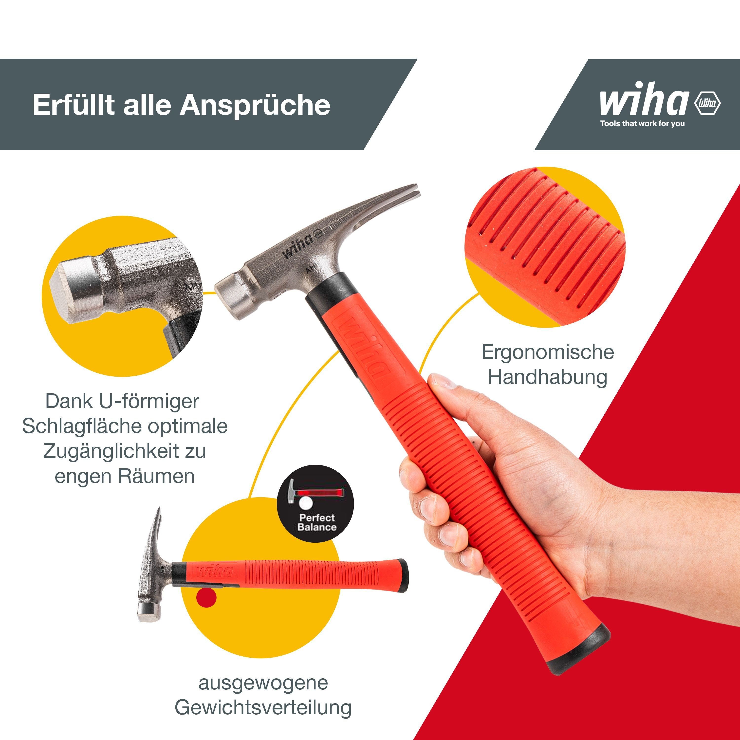 Wiha Hammer (42071), Elektrikerwerkzeug, 300g, flacher günstig online kaufen