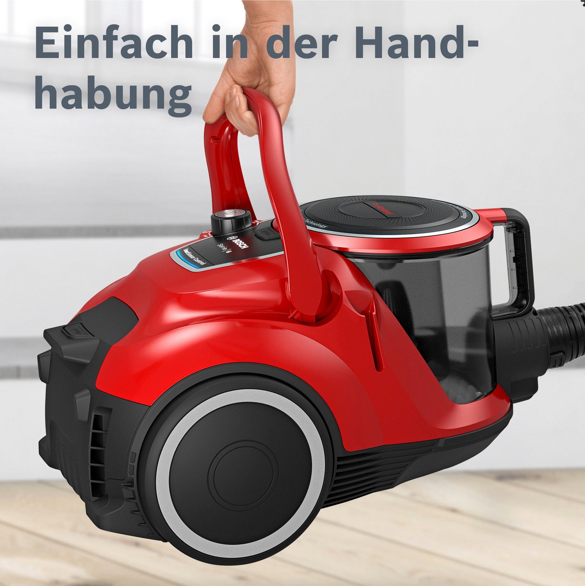 BOSCH Bodenstaubsauger Serie 6 ProAnimal BGC41PET, ideal für Tierhaare, Hygiene-Filter, 750 W, beutellos, 10 Jahre Motorgarantie, für Parkett/Teppich/Fliesen, T – Bild 4 von 5