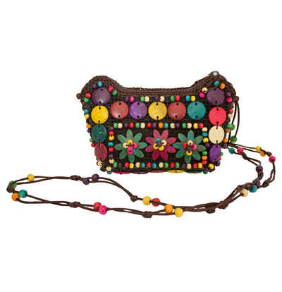 Orlob Kostüm Bunte Hippie Blumen Handtasche mit Perlen, Kostüm