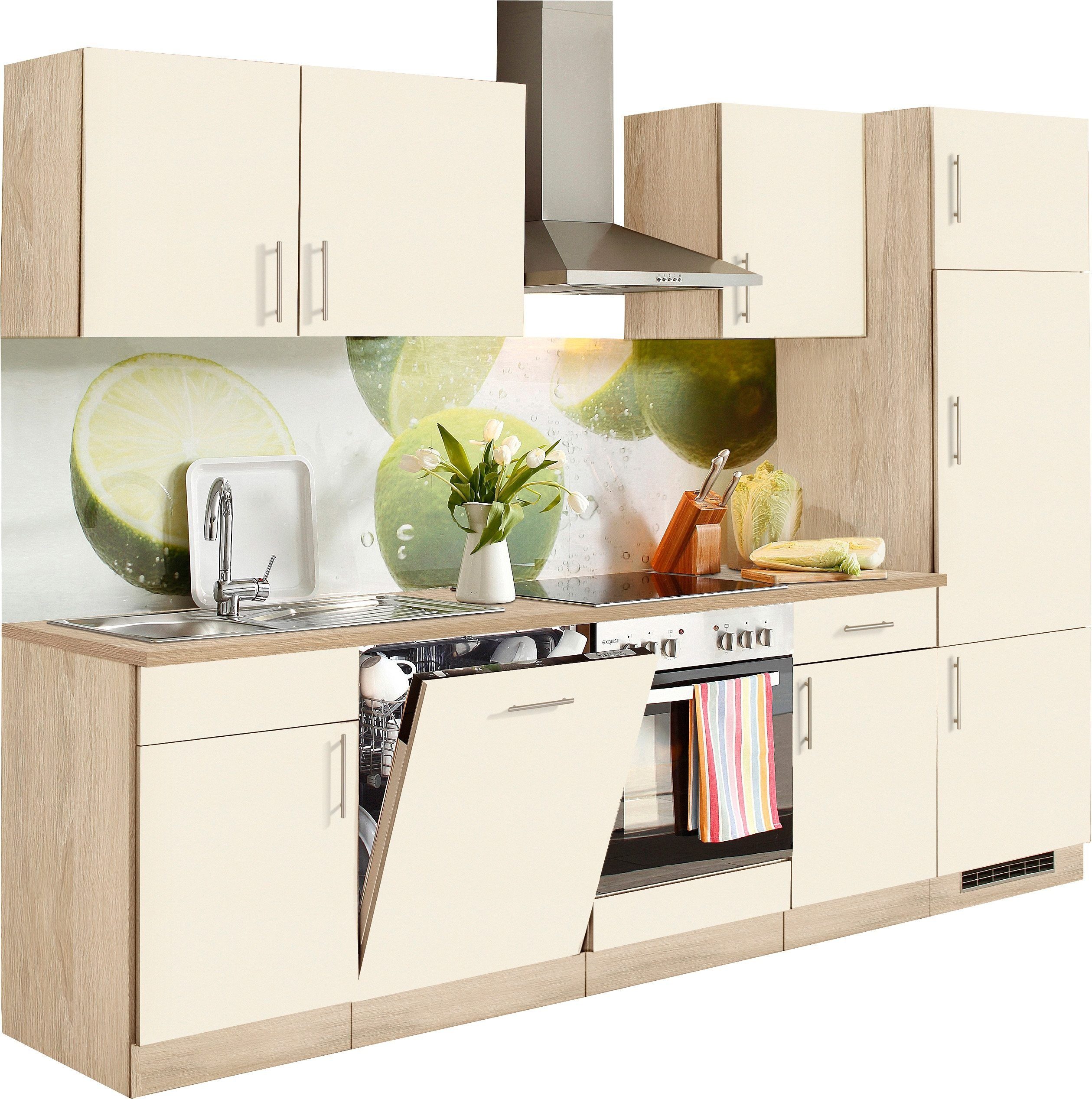 wiho Küchen Küchenzeile mit Eiche Geschirrspüler, cm Breite Eiche Magnolia/Sonoma E-Geräten, 280 Kiel, Sonoma | inkl