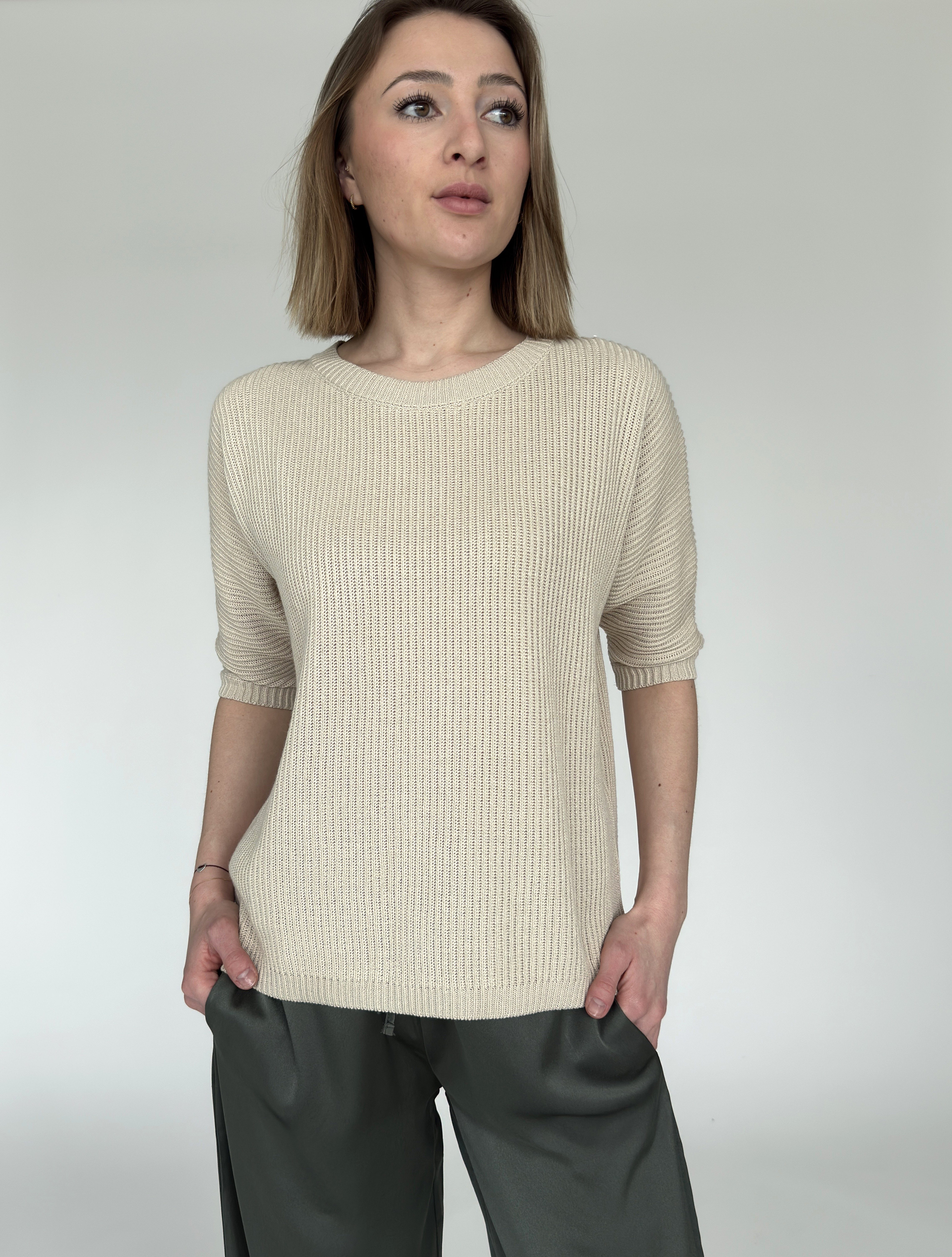 Zuckerwatte 3/4 Arm-Pullover Rippstrick, aus weicher günstig online kaufen