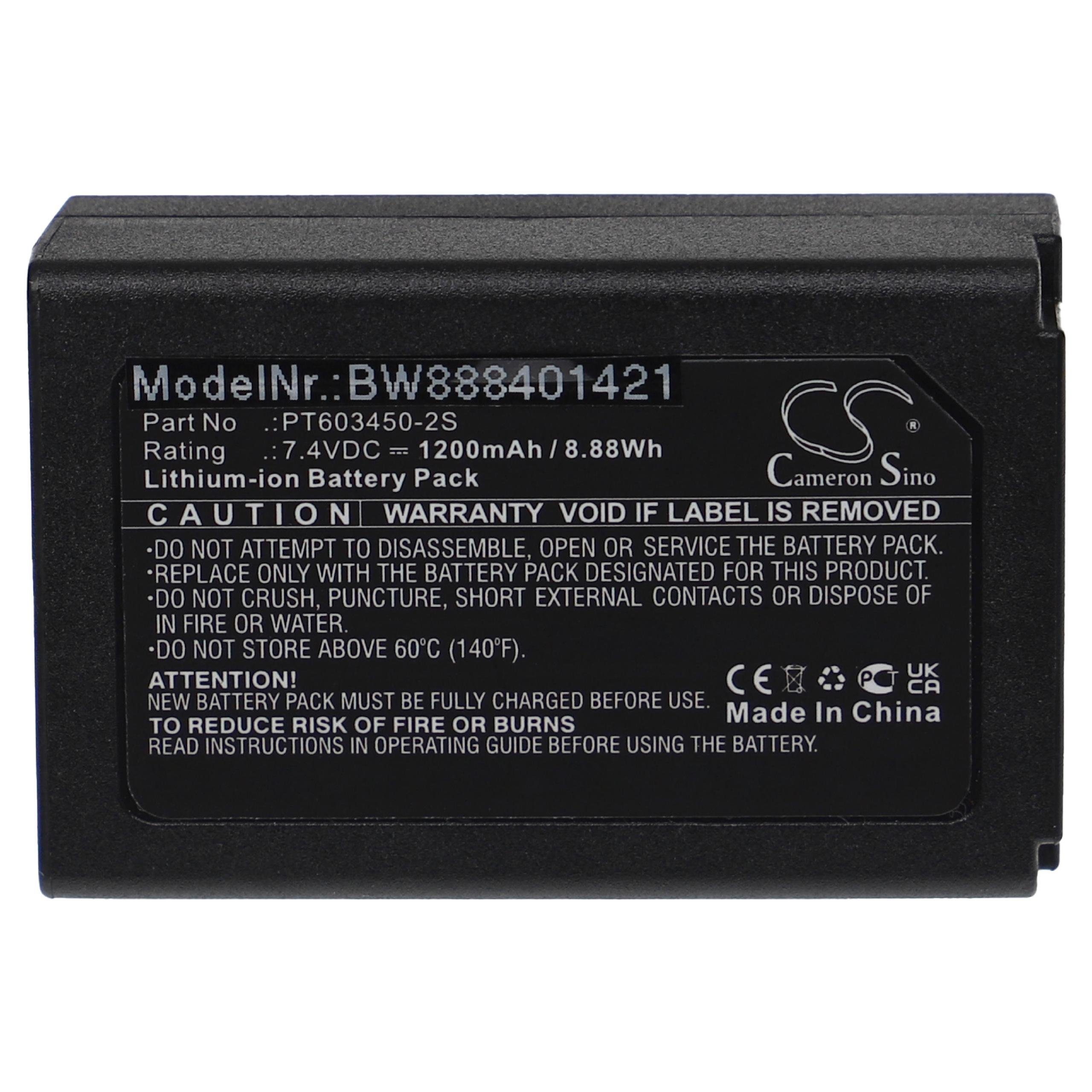 vhbw Ersatz für CEM PT603450-2S für Akku Li-Ion 1200 mAh (7,4 V)