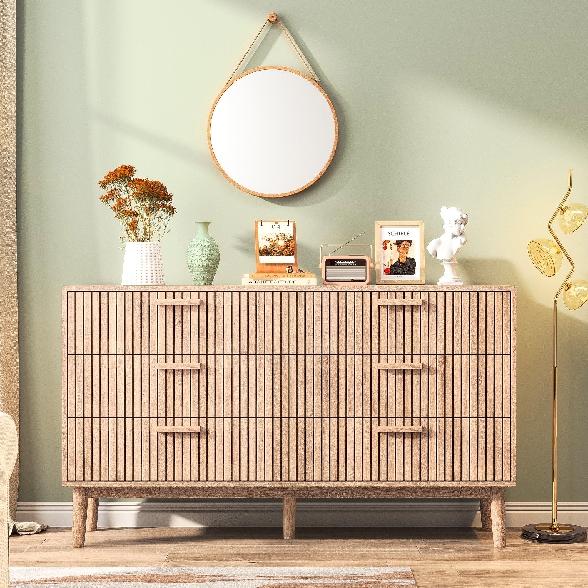 Furnishings Home Sideboard Kommode Schrank Anrichte 6 Schubladen (1 St., 100x73x34 cm), Küchenschrank Mit Griff, vielseitig einsetzbar, Moderne