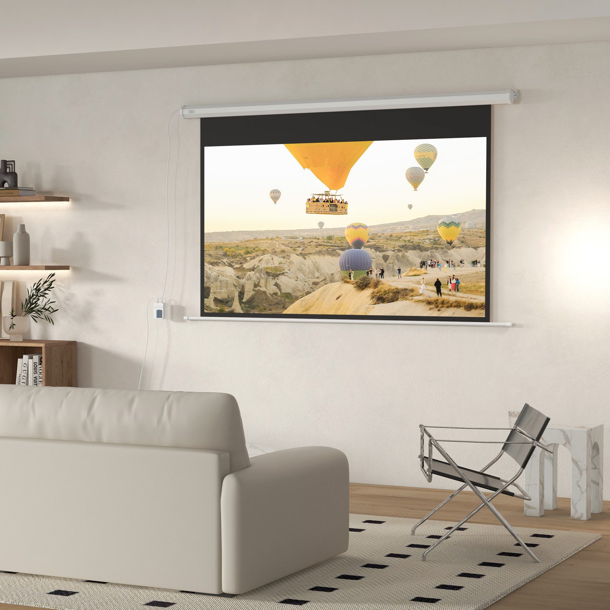 HOMCOM Beamer Leinwand 186 x 105 cm 84 Zoll 16:9 HD 4K Motorleinwand (für Heimkino oder Büro-Präsentationen)