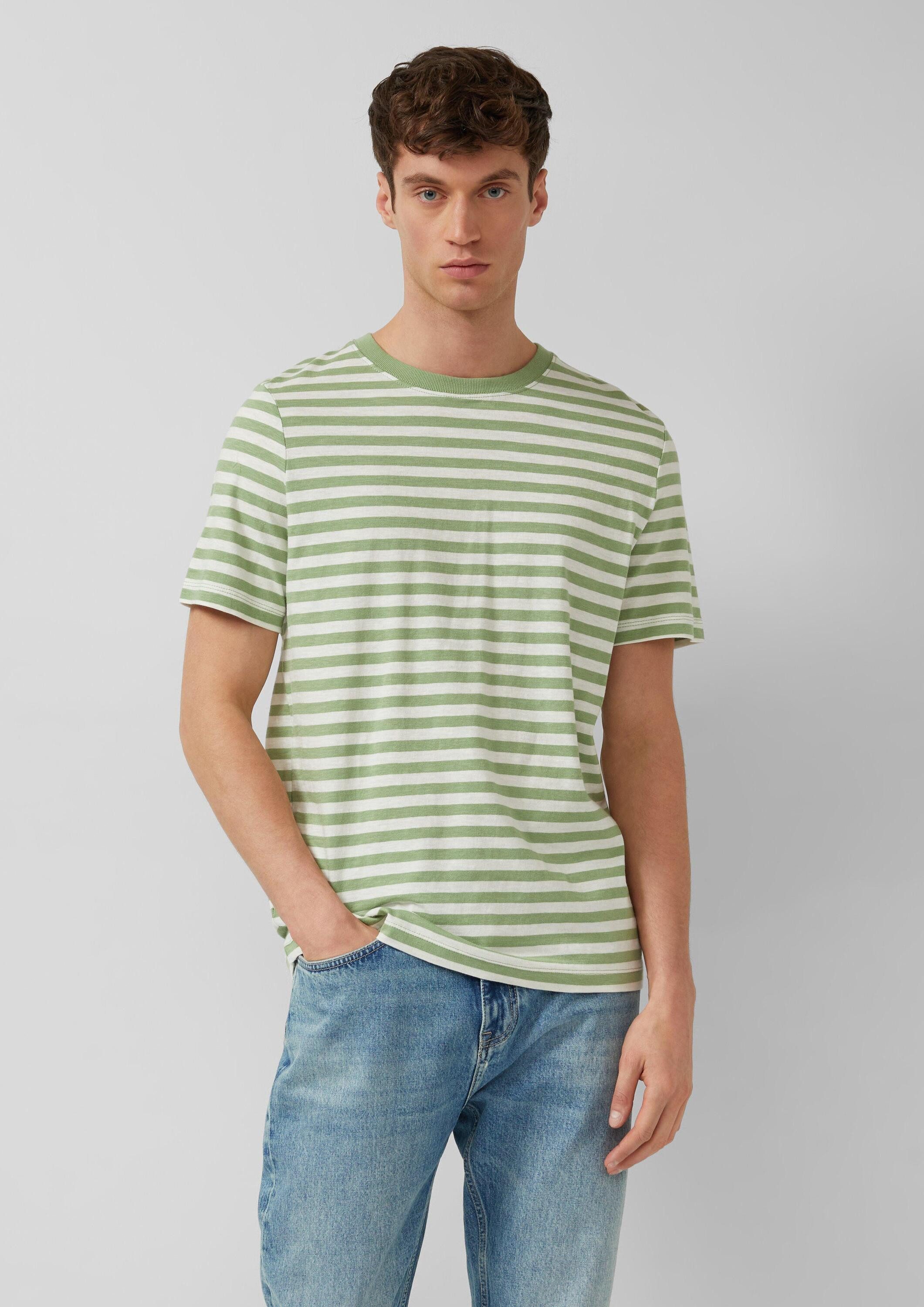 s.Oliver Kurzarmshirt T-Shirt Gestreiftes T-Shirt in Flammgarnstruktur