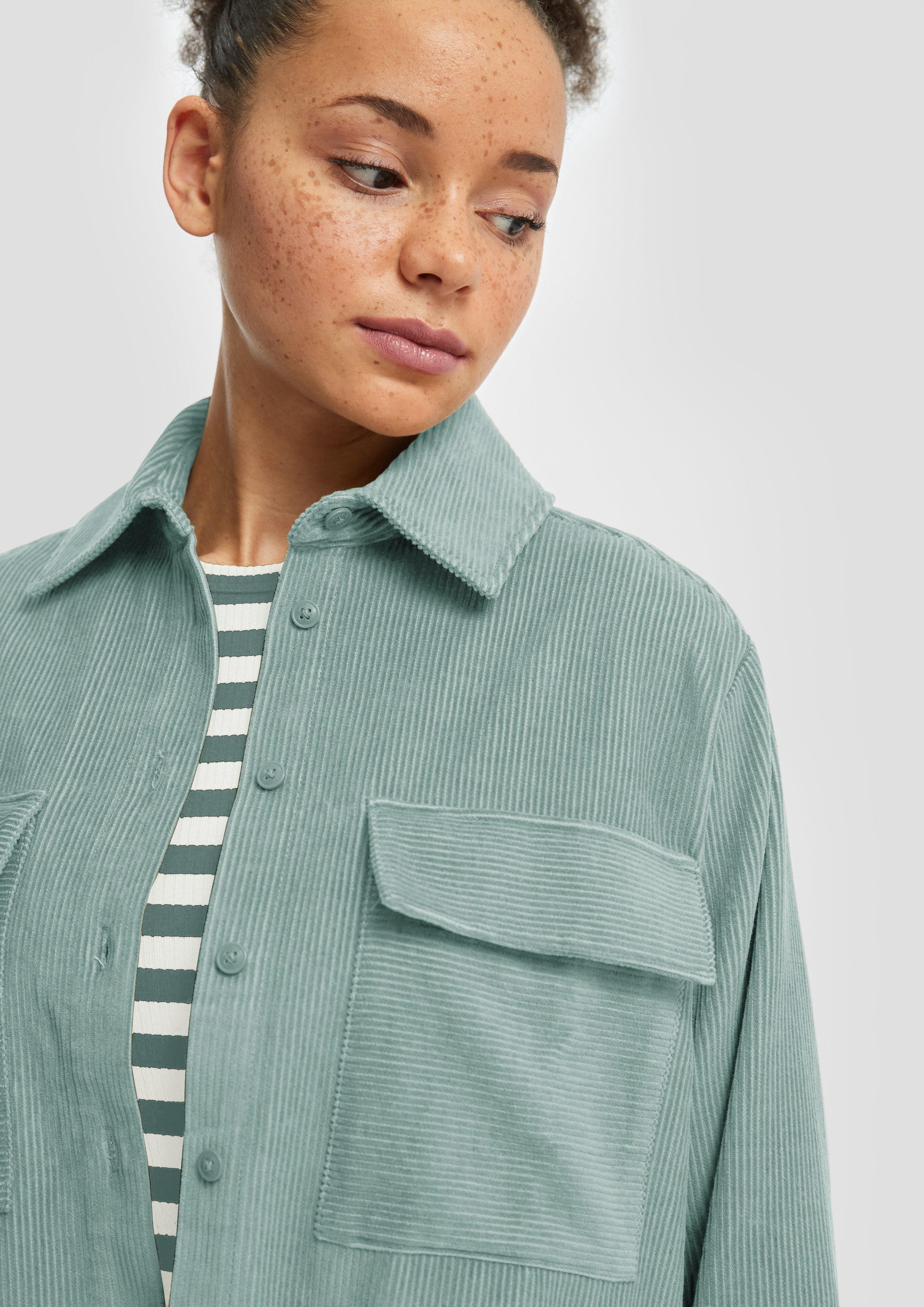 QS Langarmbluse Cord-Overshirt mit Brusttaschen günstig online kaufen