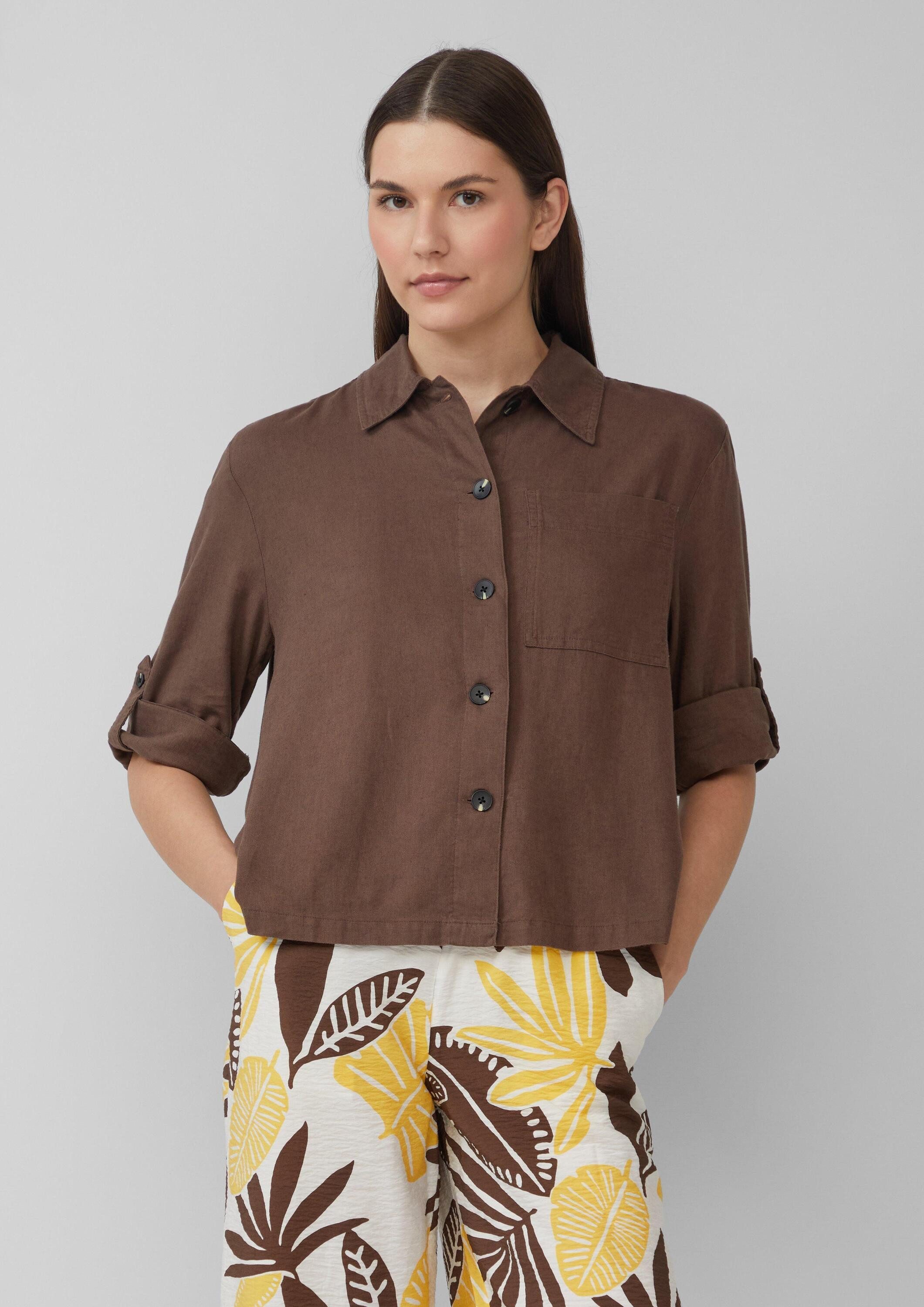 s.Oliver Kurzarmbluse Bluse Hemdbluse aus Leinenmix günstig online kaufen