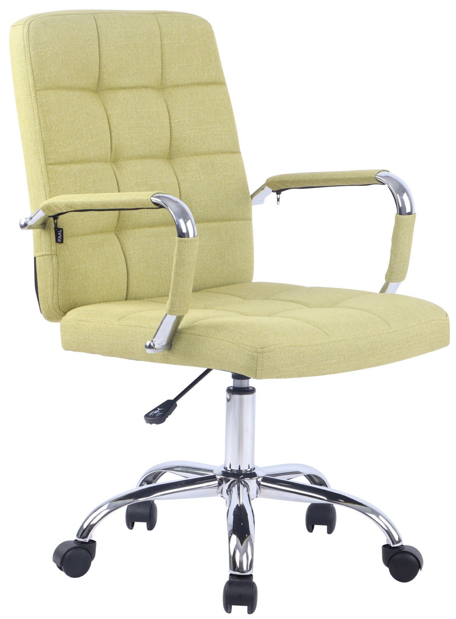 TPFLiving Bürostuhl Deal V1 mit bequemer Rückenlehne - höhenverstellbar und 360° drehbar (Schreibtischstuhl, Drehstuhl, Chefsessel, Bürostuhl XXL), Gestell: Metall chrom - Sitzfläche: Stoff grün