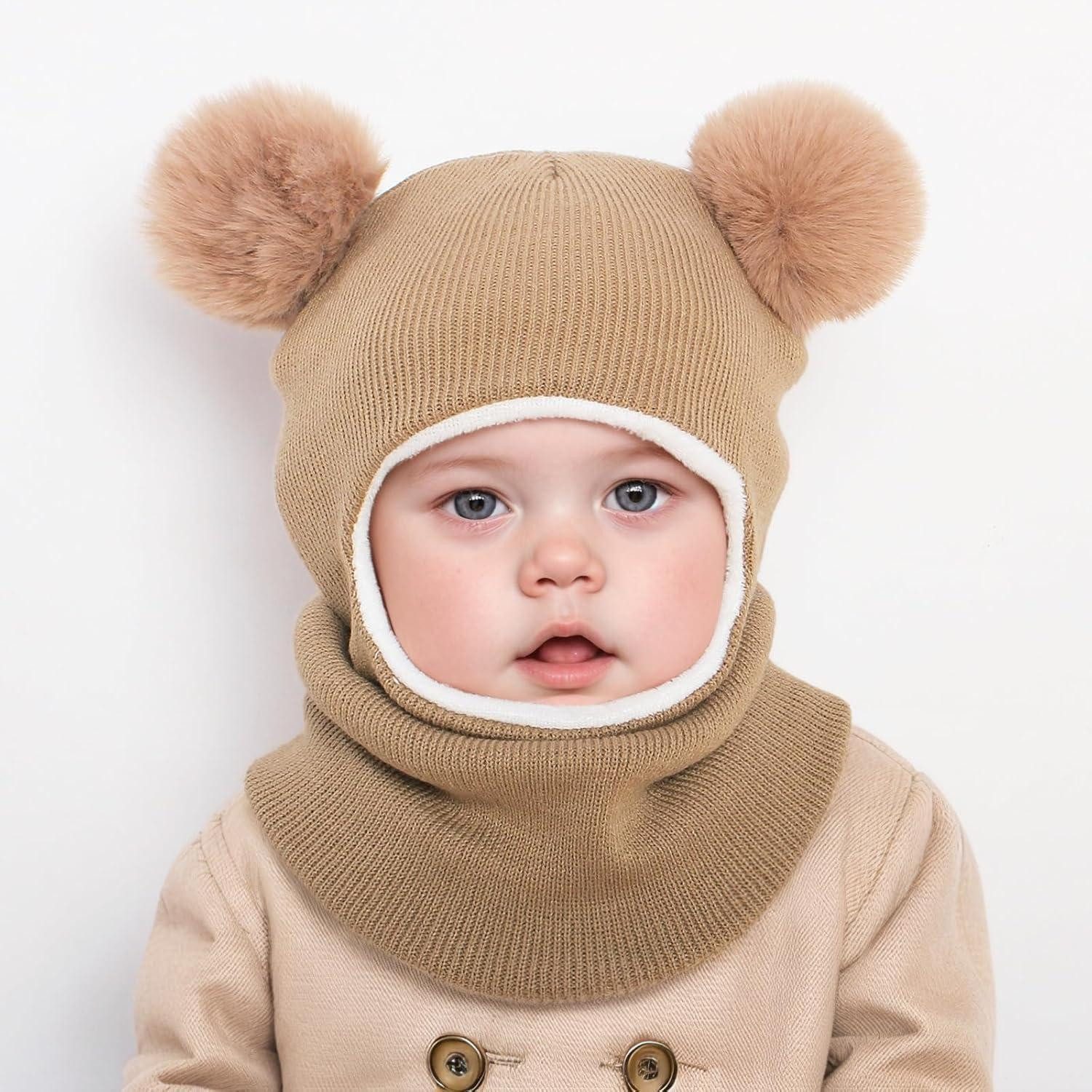 LuxusKollektion Sturmhaube Wintermütze Baby Kinder Schlupfmütze Thermo Winddicht Dicker Khaki