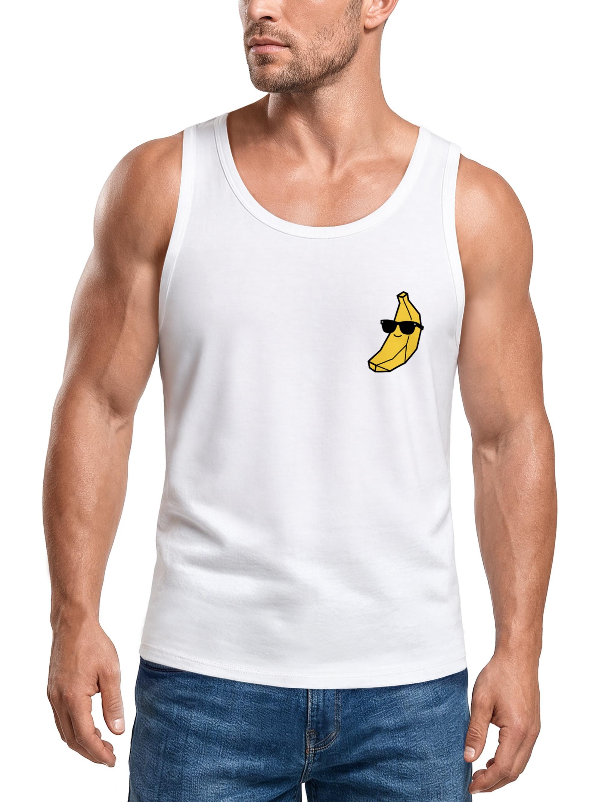 Neverless Tanktop Tanktop Herren mit Grafik-Print - Design Cool Banana - Trägershirt mit Print