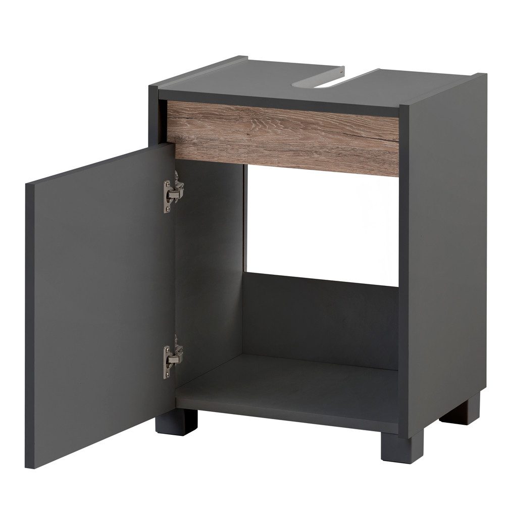 Lomadox Waschbeckenschrank Corato Anthrazit mit Absetzung in Wildeiche Nb. 41,8/54,6/33 cm – Bild 4 von 4
