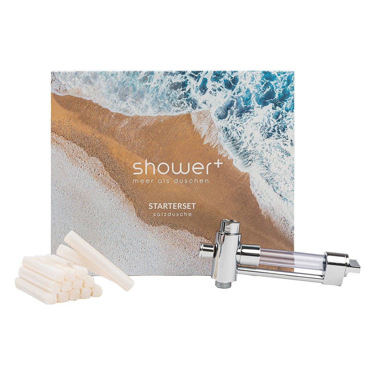 Shower+ Badezusatz STARTERSET SALZDUSCHE, Pflegedusche für trockene & strapazierte Haut für Kinder & Erwachsene