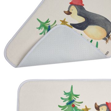 Badematte Pinguin Weihnachtsbaum - Weiß - Geschenk, Wintermotiv, Nikolaus, Dusc Mr. & Mrs. Panda, Höhe 1 mm, 100% Polyester, rechteckig, Stil-Statement