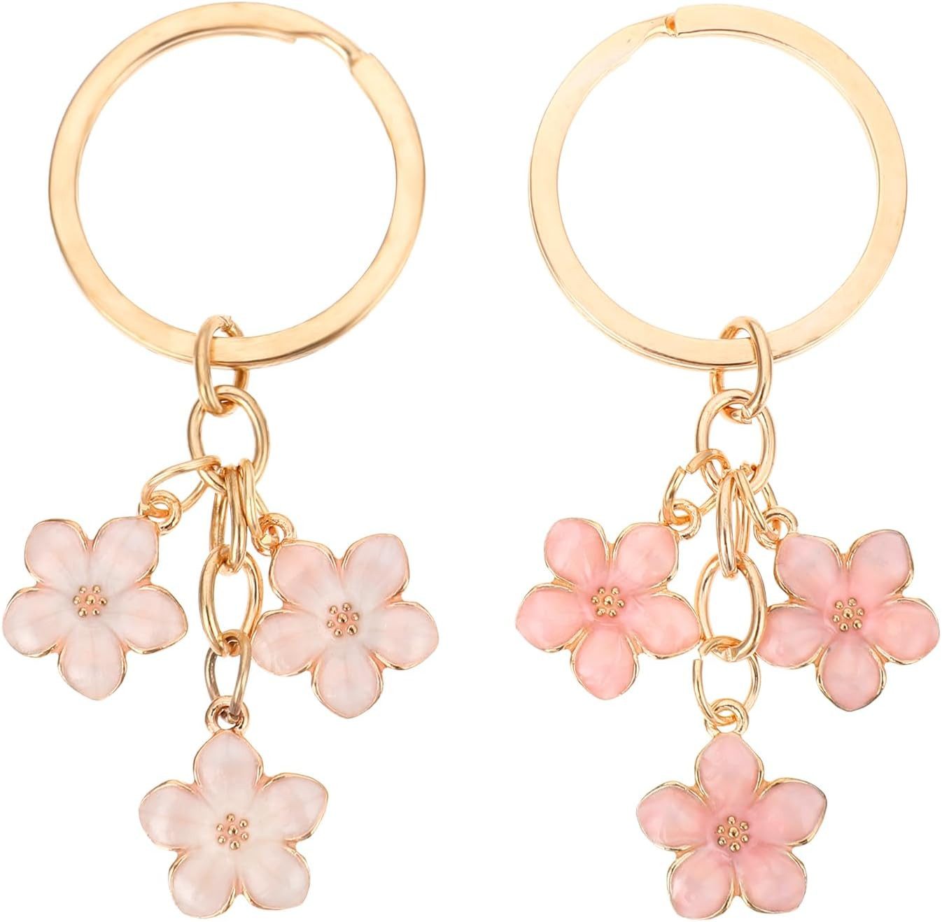 Schlüsselanhänger 2er Set Blume Schlüsselanhänger für Damen, Süß Taschenanhänger