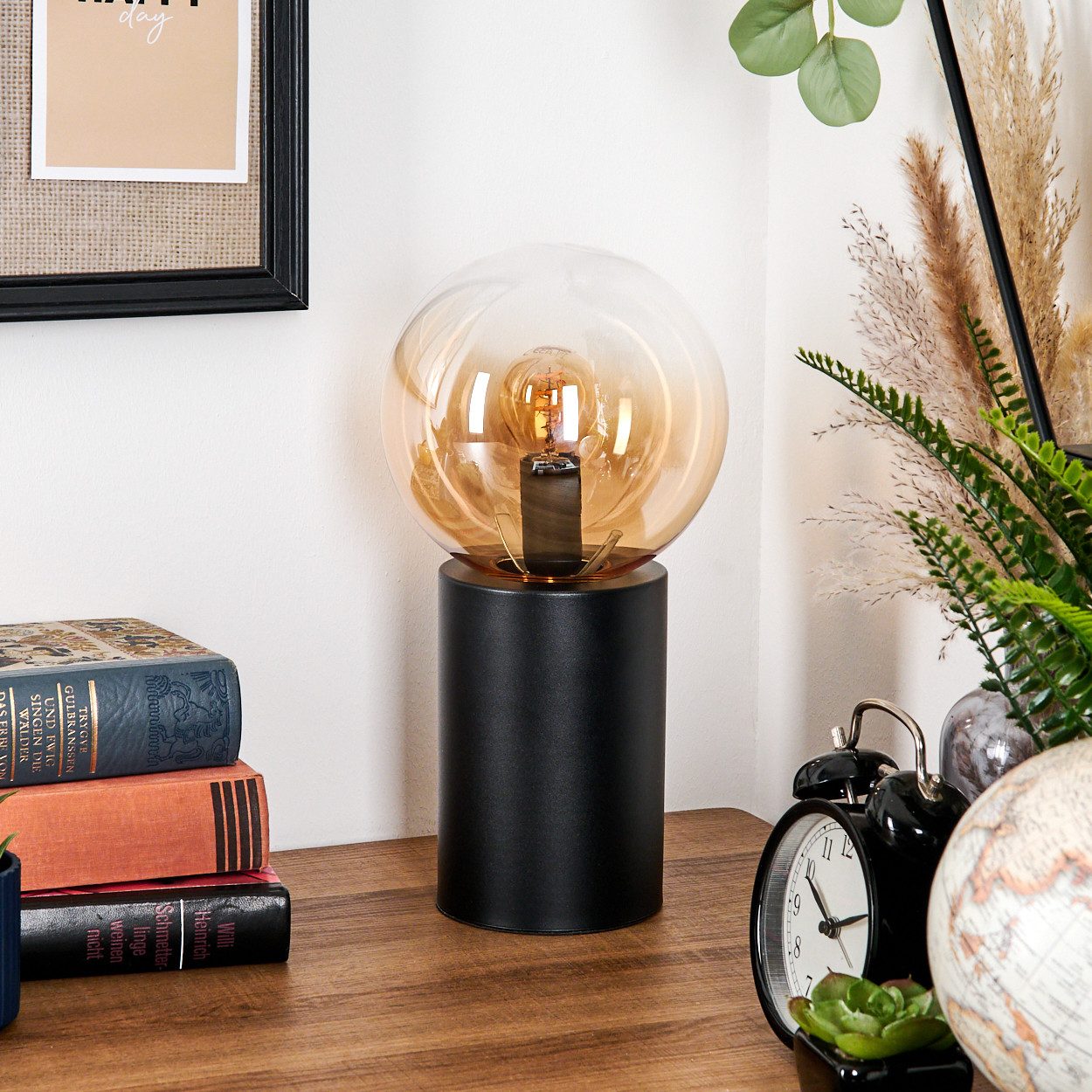 hofstein Tischleuchte Tischlampe aus Metall/Glas in günstig online kaufen