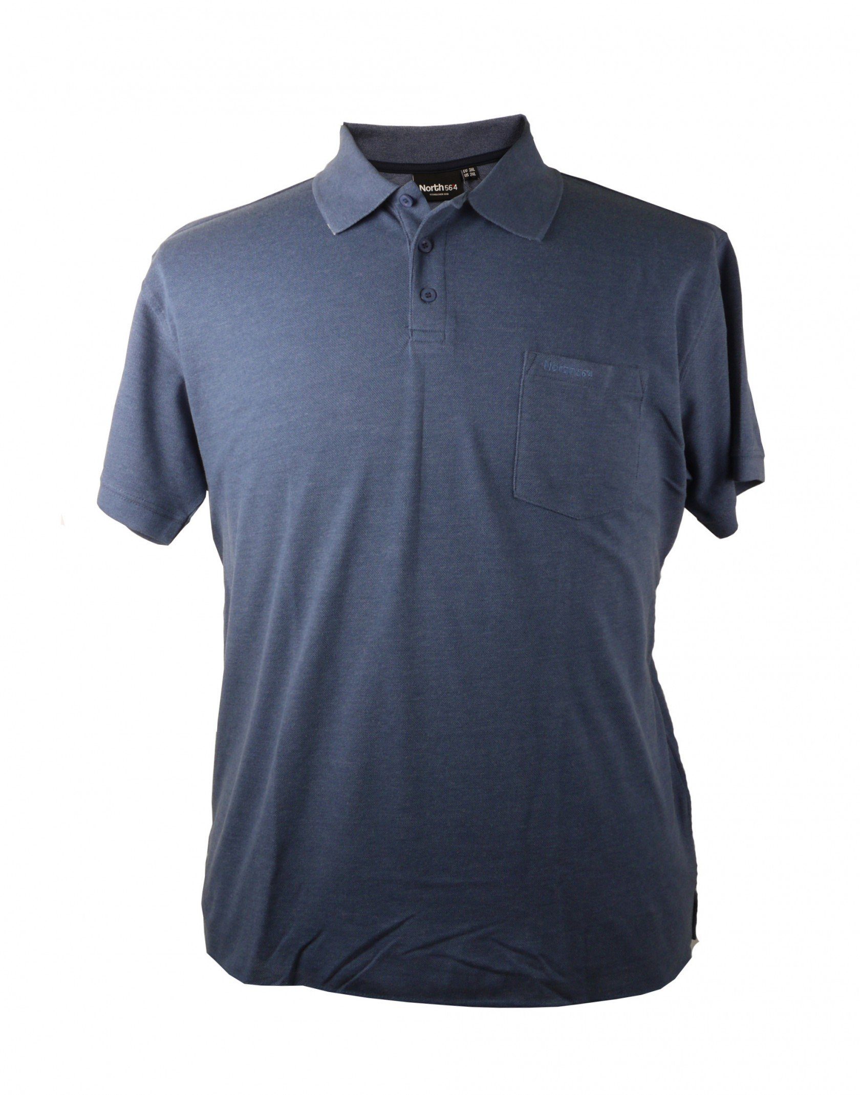 north 56 4 Poloshirt Basic- Polo von Allsize in Übergrößen, blau melange