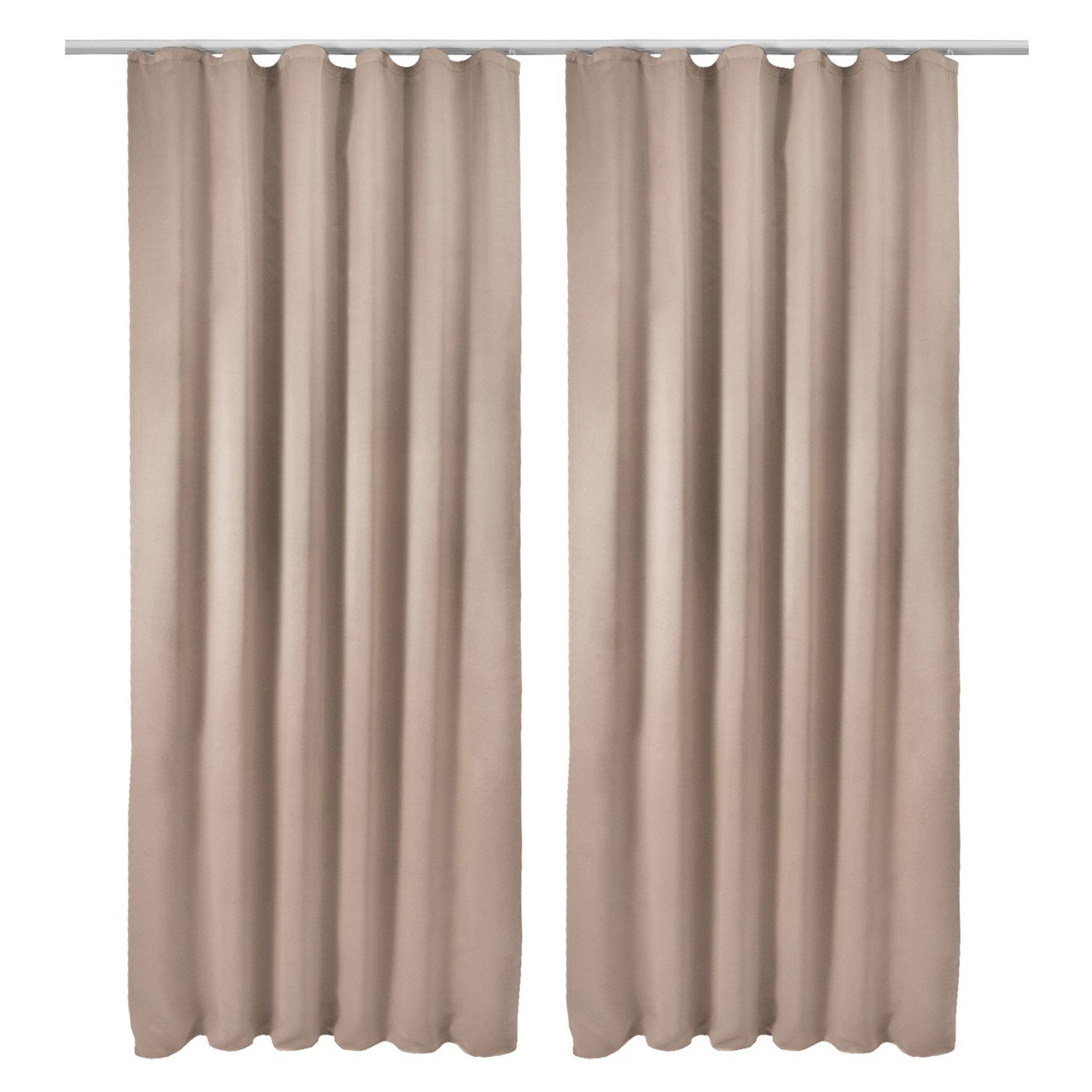Beautissu Vorhang 2er Set Blackout Vorhang Blickdicht Sand Amelie BK, 140x245cm, Kräuselband Gardine Set mit Universalband für Lange Fenster