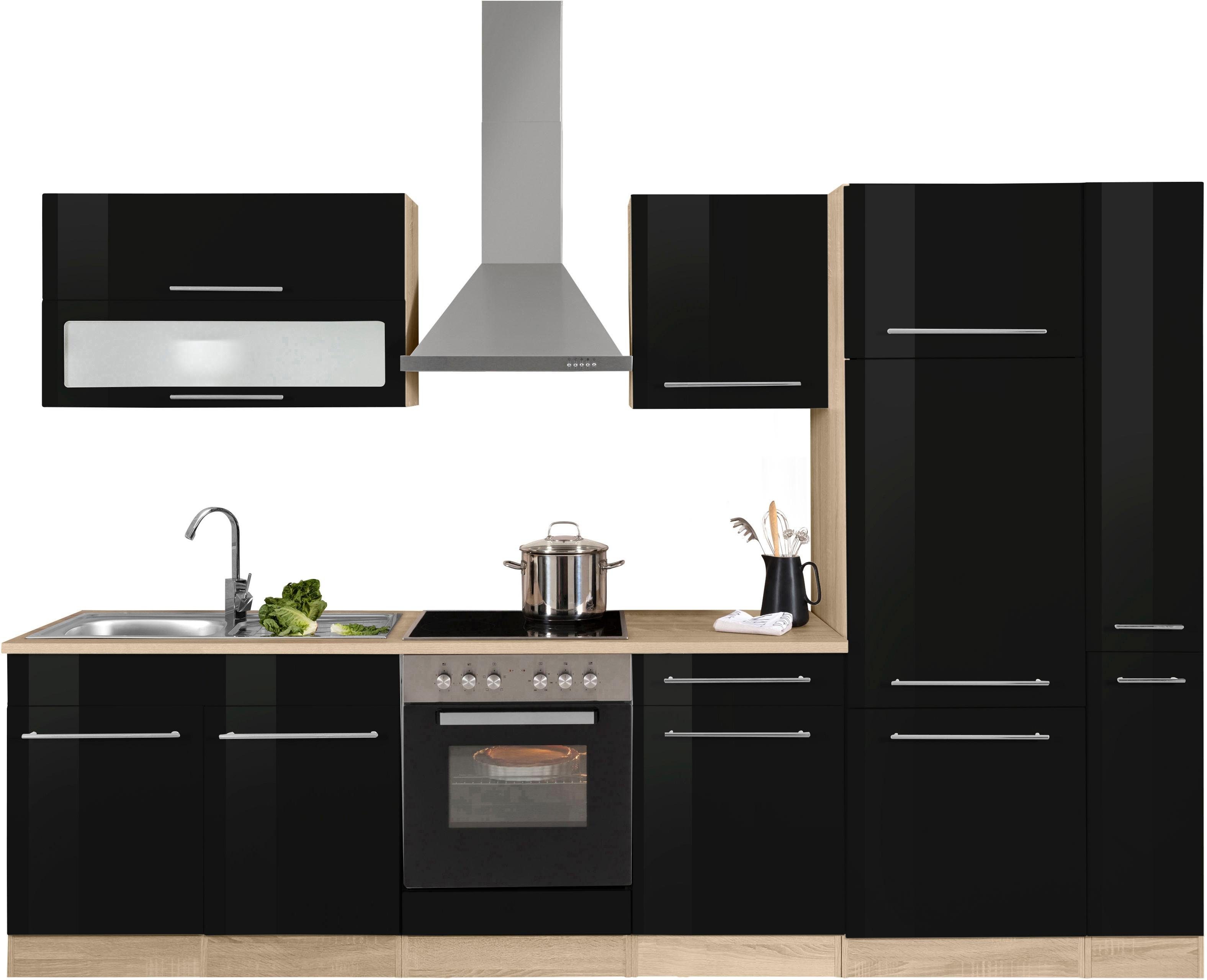 Front: schwarz Hochglanz | Korpus: eichefarben