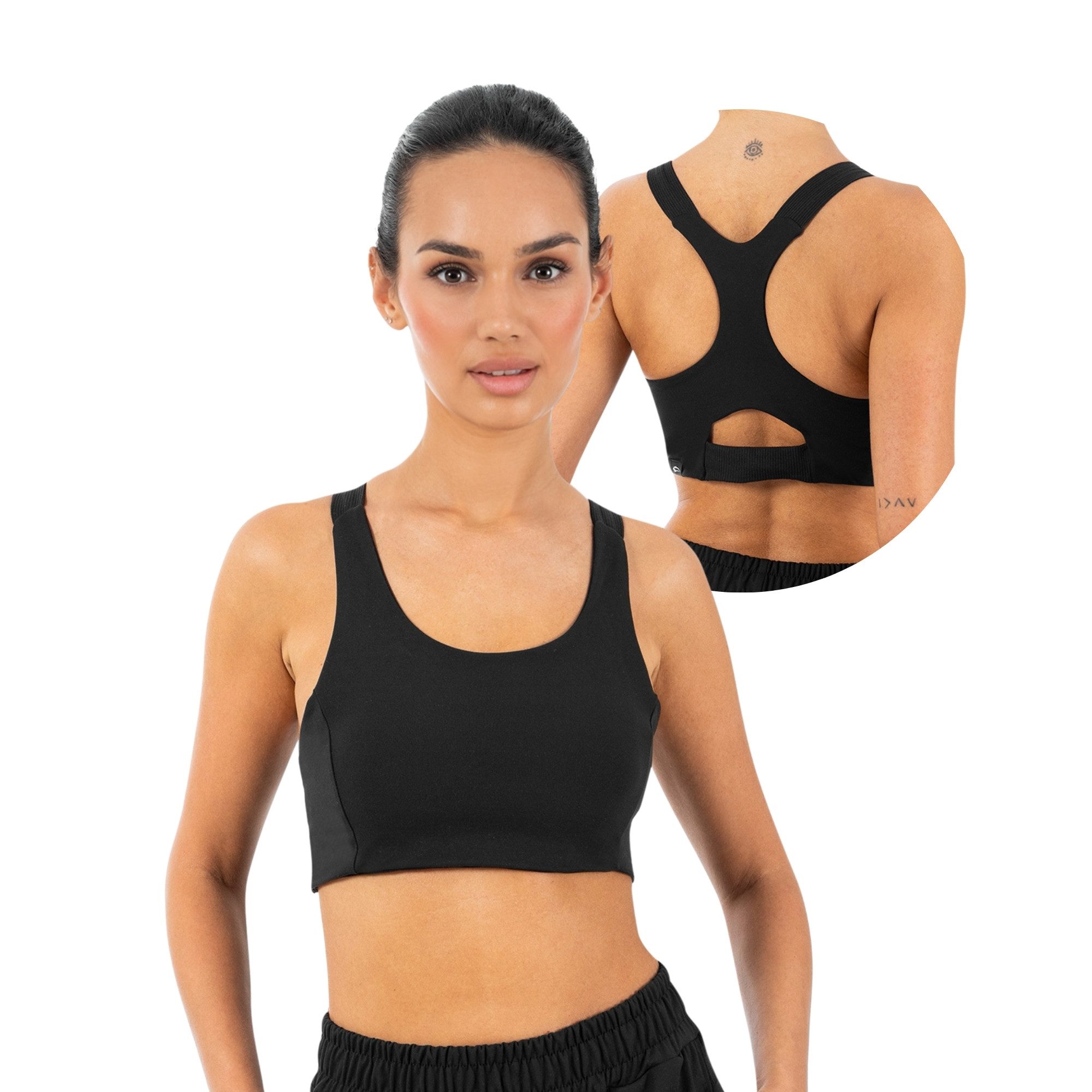 Smilodox Sport-BH Sylva, Top Damen, Bustier, figurbetont mit Cut-Out Rückendetail Shaped Fit, breite Träger, Rundhalsausschnitt, Gym & Training