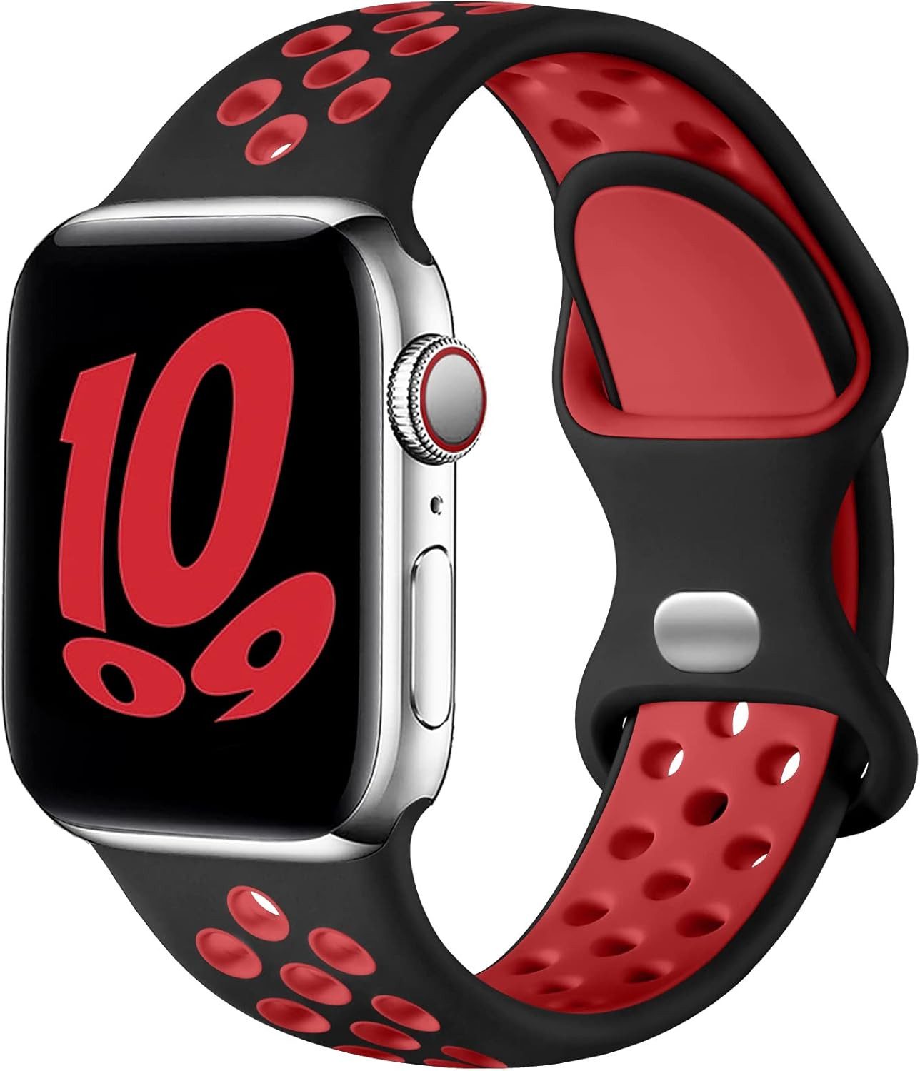 Baker Smartwatch-Armband Apple Watch Armband 44mm 45mm 49mm 46mm 42mm 40mm 41mm 38mm, Silikon Doppelloch Band für iWatch Ultra SE Series 10 9 8 7 6 5 4 3 2
