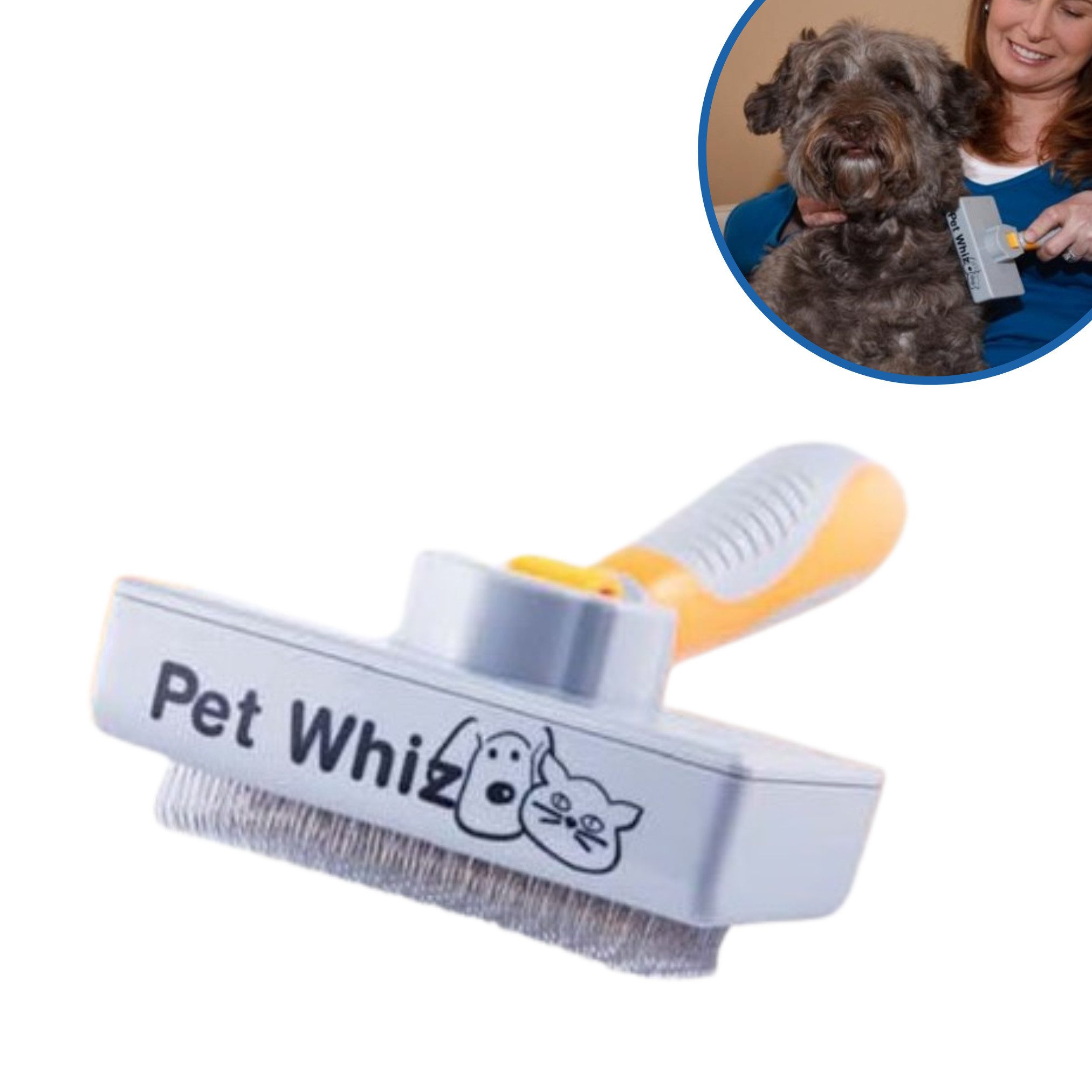 Best Direct® Fellbürste Pet Whiz Tierbürste, Metall, Gummi, (1-tlg), selbstreinigende Bürste für Hunde und Katzen, 19x11cm, Perlendesign